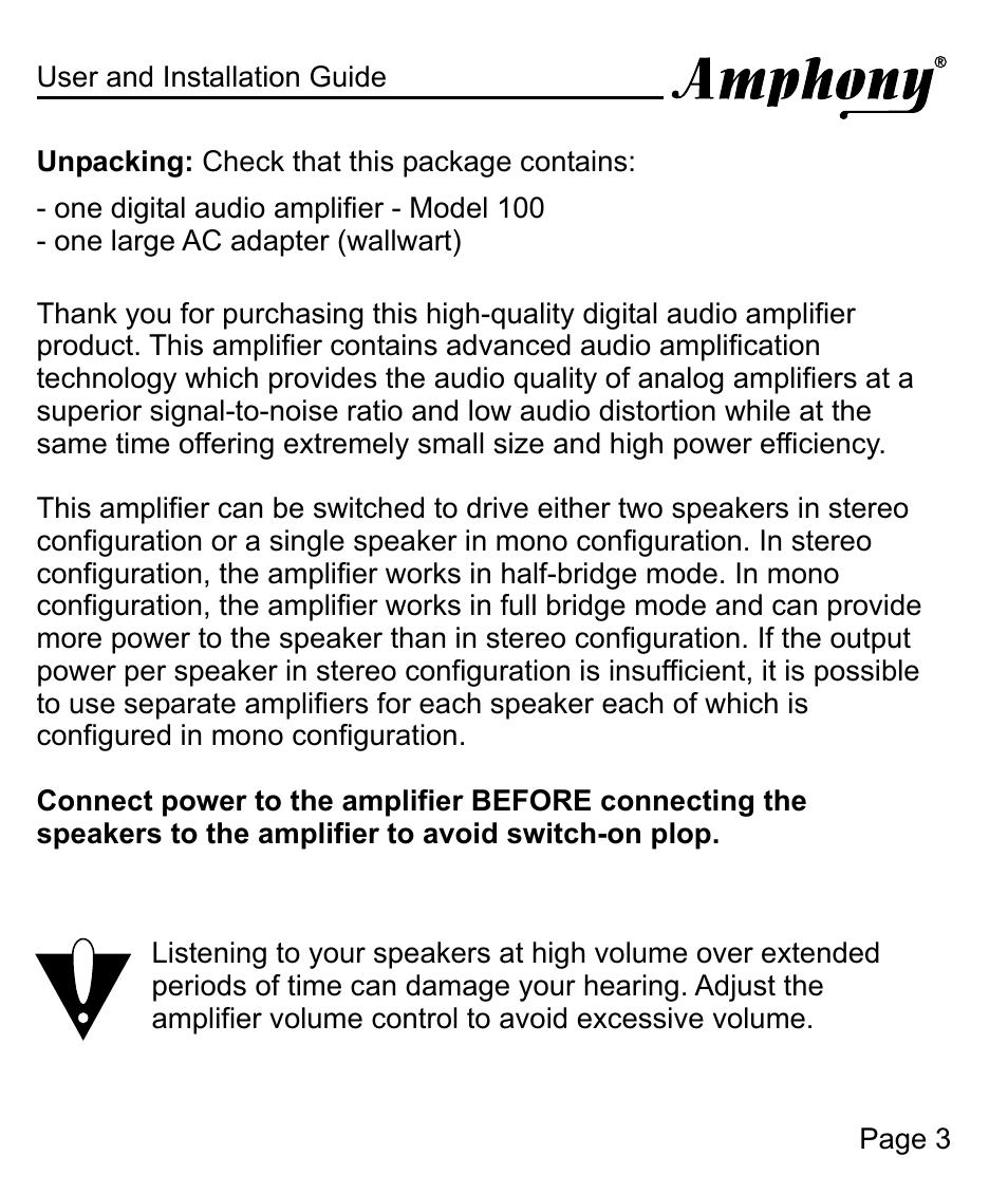 Amphony 100 User Manual | Page 3 / 12