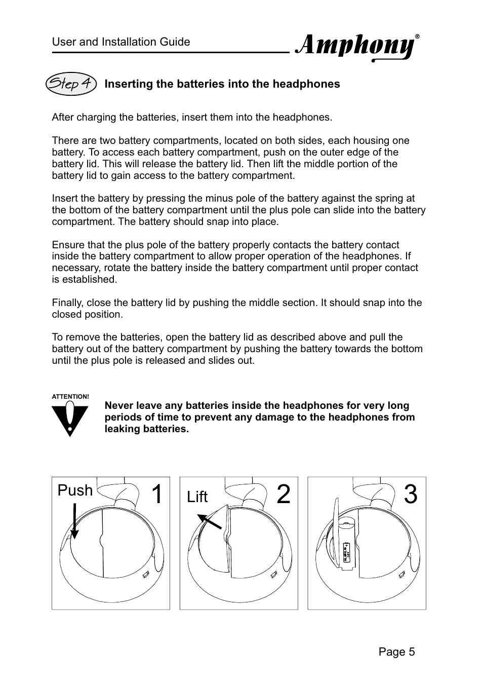 Push, Lift | Amphony 2000 User Manual | Page 6 / 12