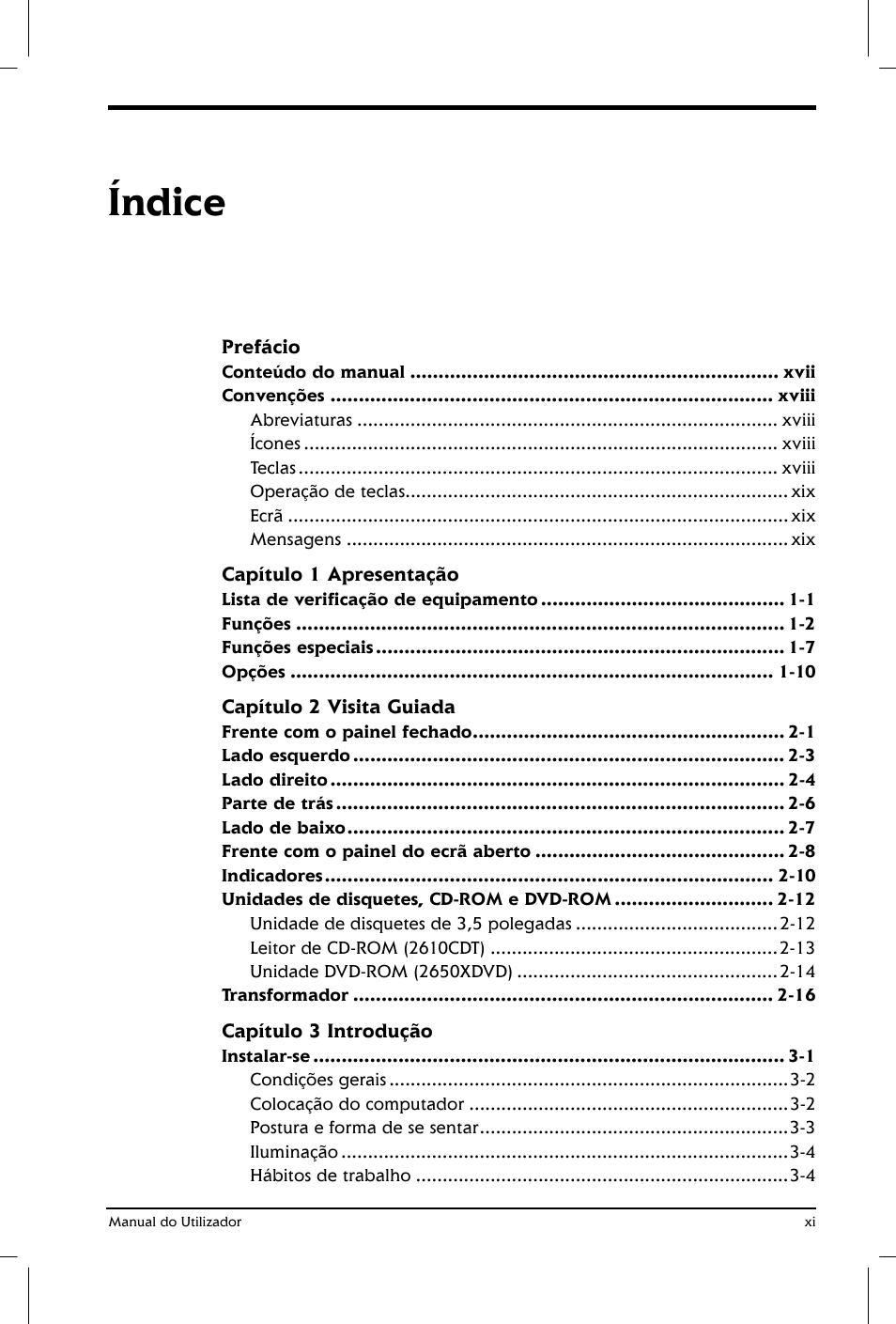 Índice | Toshiba Satellite 2610 User Manual | Page 11 / 221