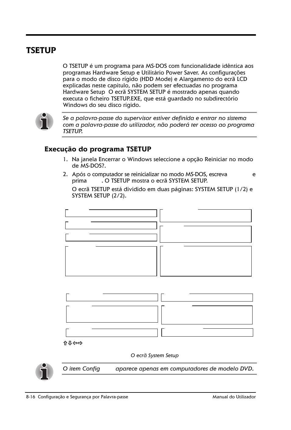 Tsetup, Execução do programa tsetup, Чшхц | Toshiba Satellite 2610 User Manual | Page 112 / 221