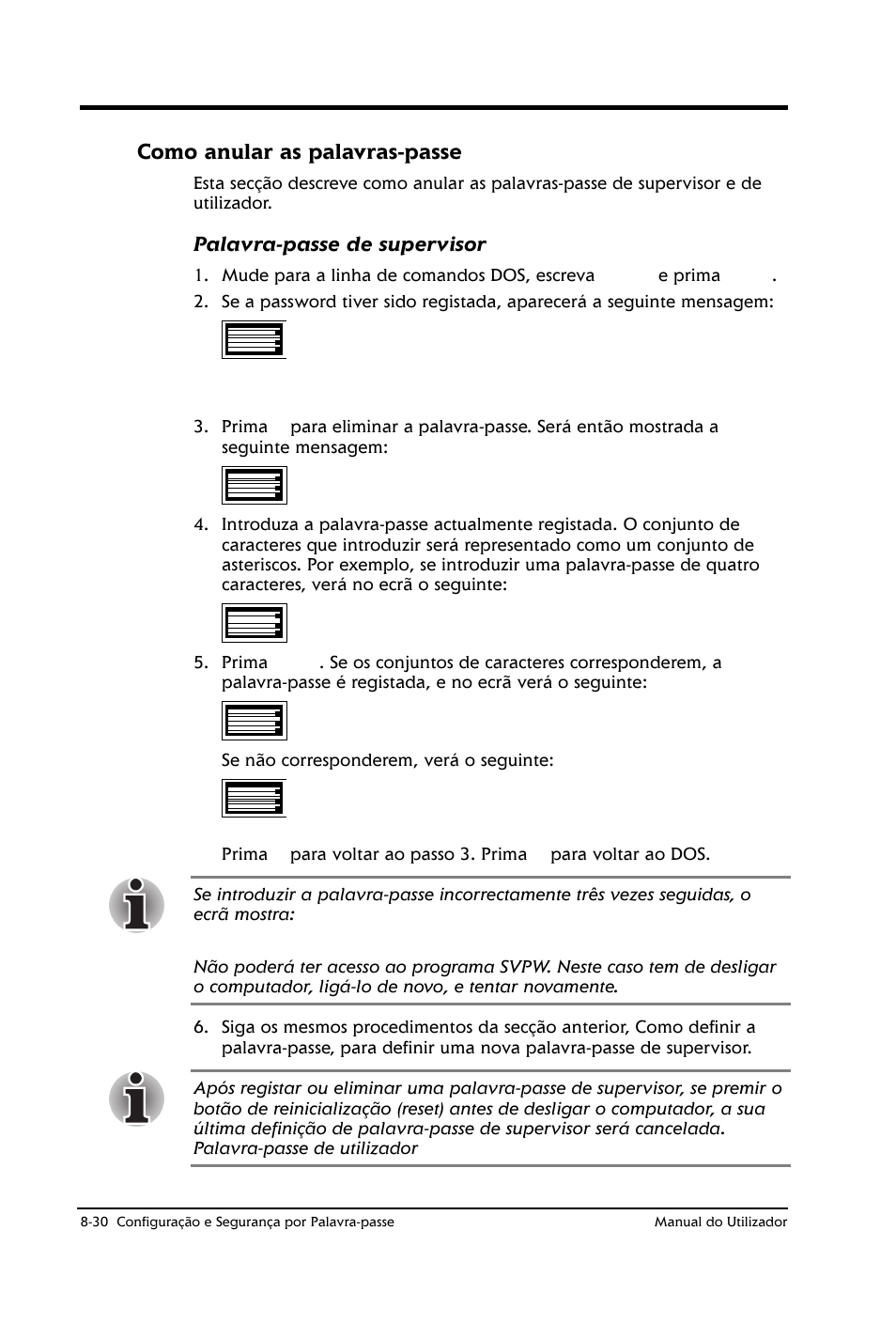 Como anular as palavras-passe | Toshiba Satellite 2610 User Manual | Page 126 / 221