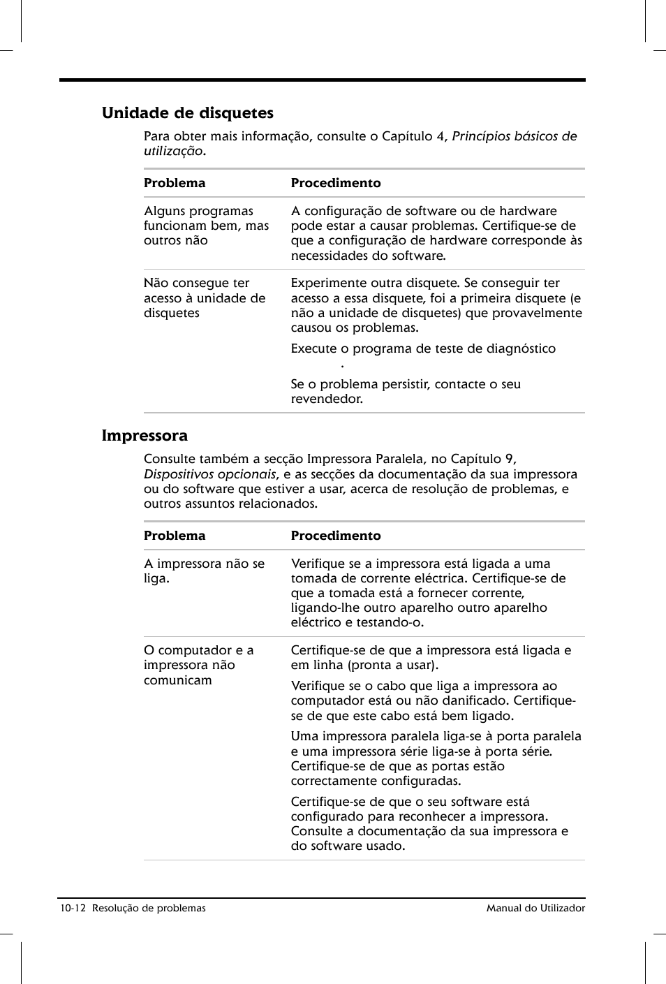 Unidade de disquetes, Impressora | Toshiba Satellite 2610 User Manual | Page 155 / 221