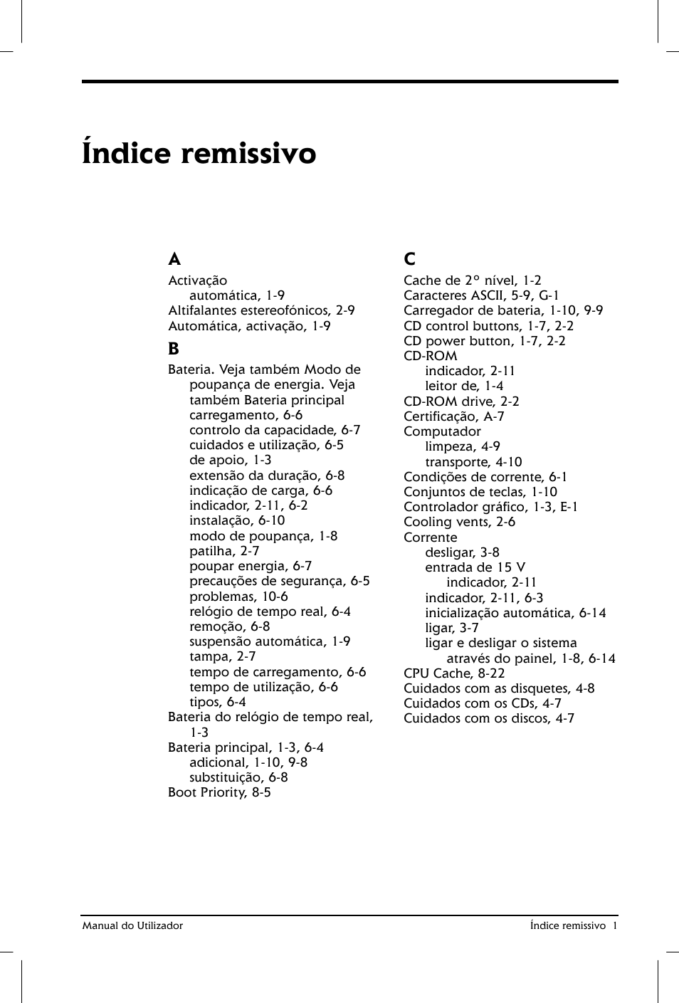 Índice remissivo | Toshiba Satellite 2610 User Manual | Page 216 / 221