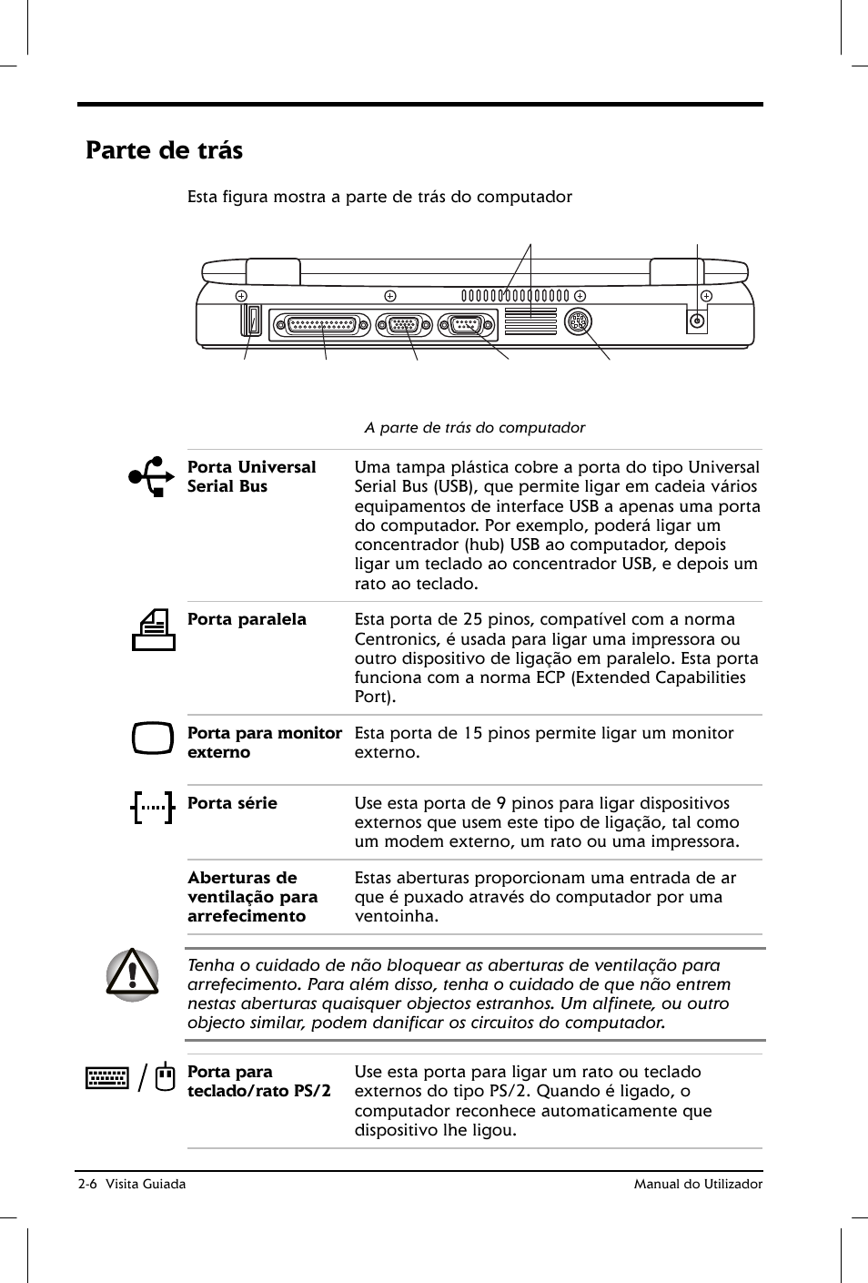 Parte de trás | Toshiba Satellite 2610 User Manual | Page 35 / 221