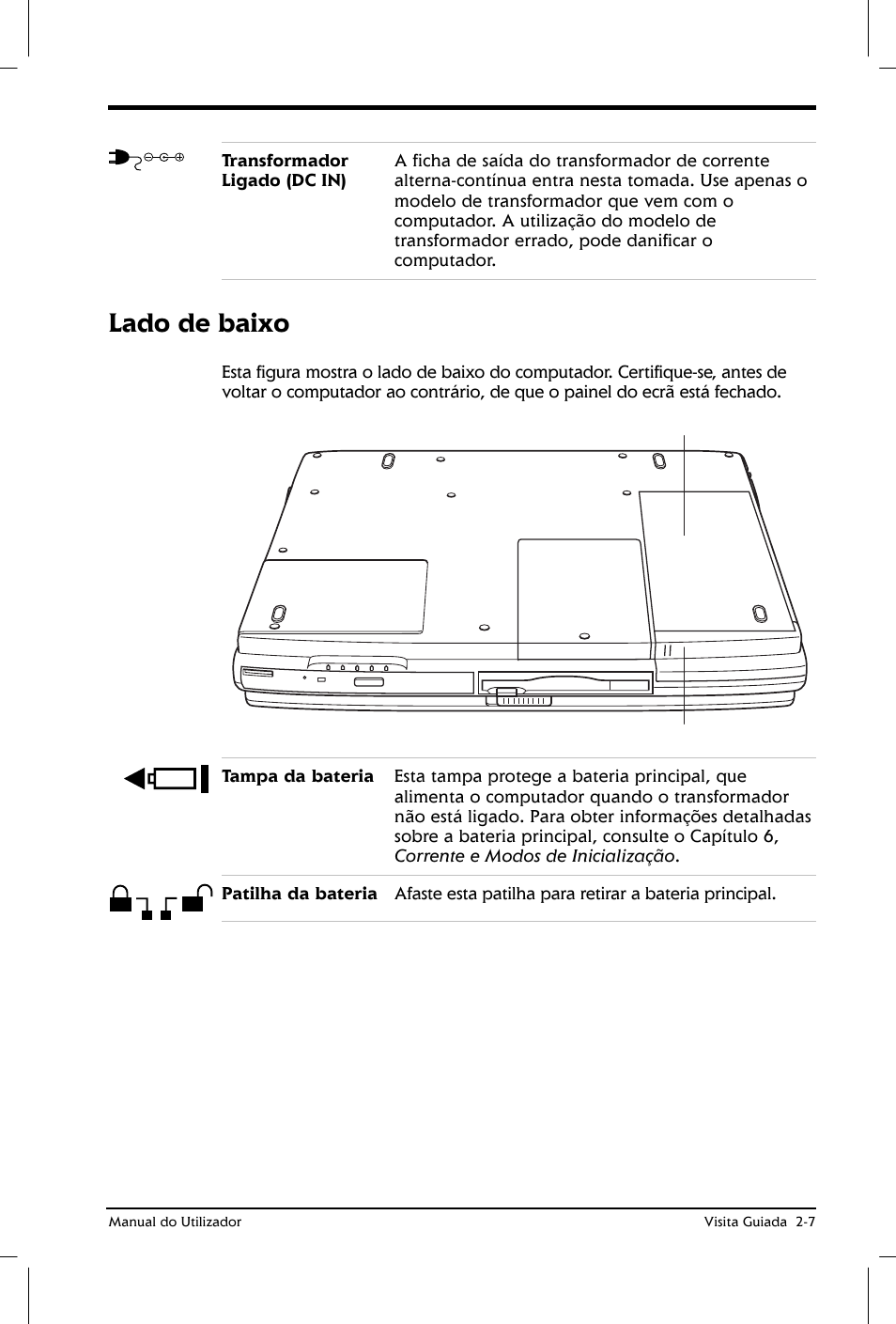 Lado de baixo | Toshiba Satellite 2610 User Manual | Page 36 / 221