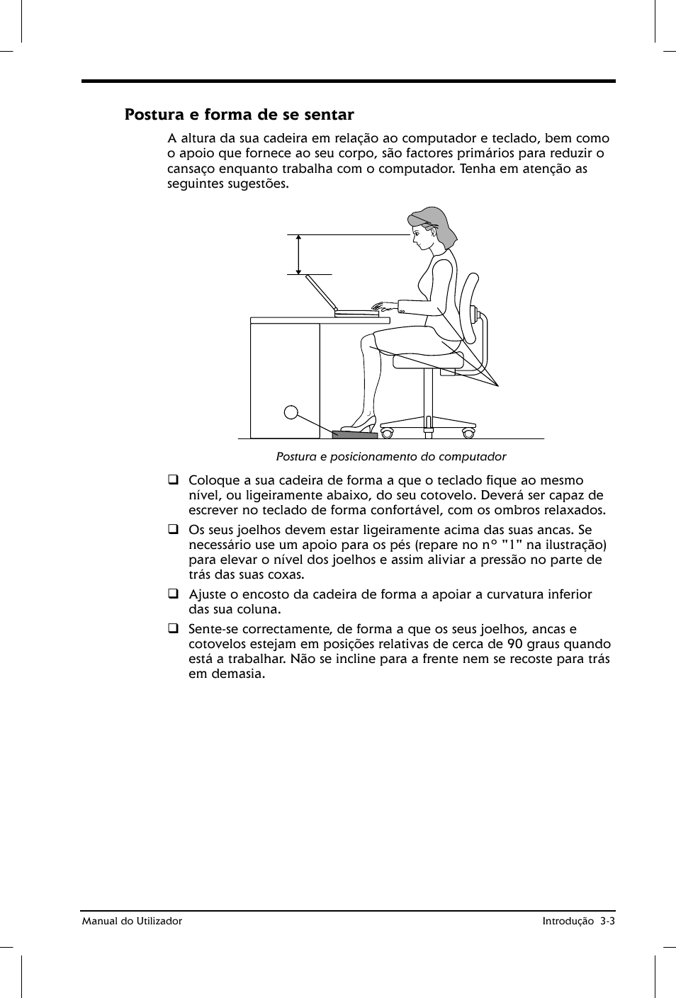 Postura e forma de se sentar | Toshiba Satellite 2610 User Manual | Page 48 / 221