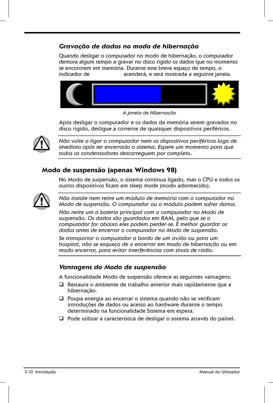 Modo de suspensão (apenas windows 98) | Toshiba Satellite 2610 User Manual | Page 55 / 221