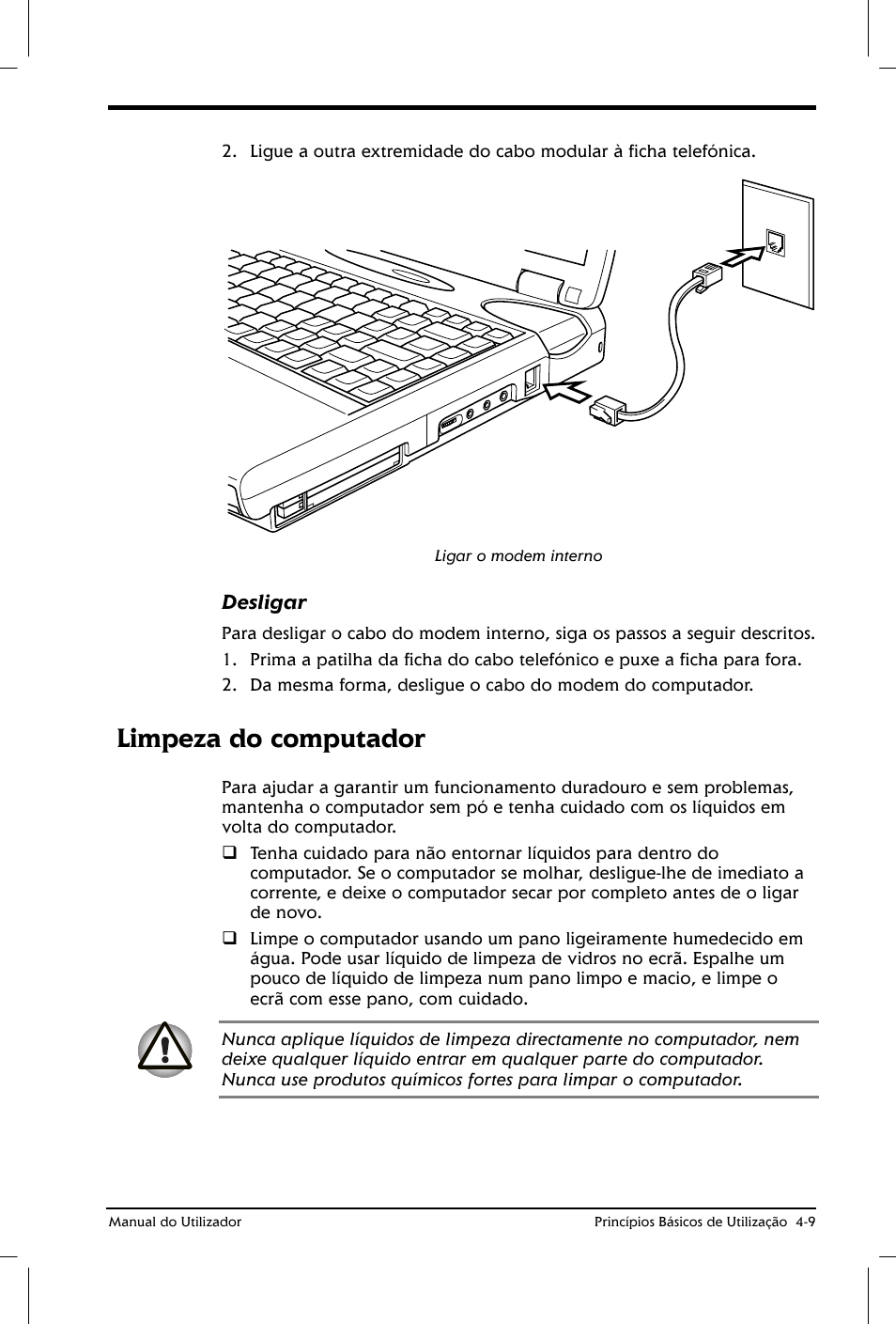 Limpeza do computador, Desligar | Toshiba Satellite 2610 User Manual | Page 67 / 221