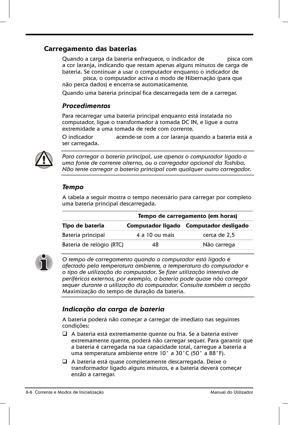 Carregamento das baterias | Toshiba Satellite 2610 User Manual | Page 83 / 221