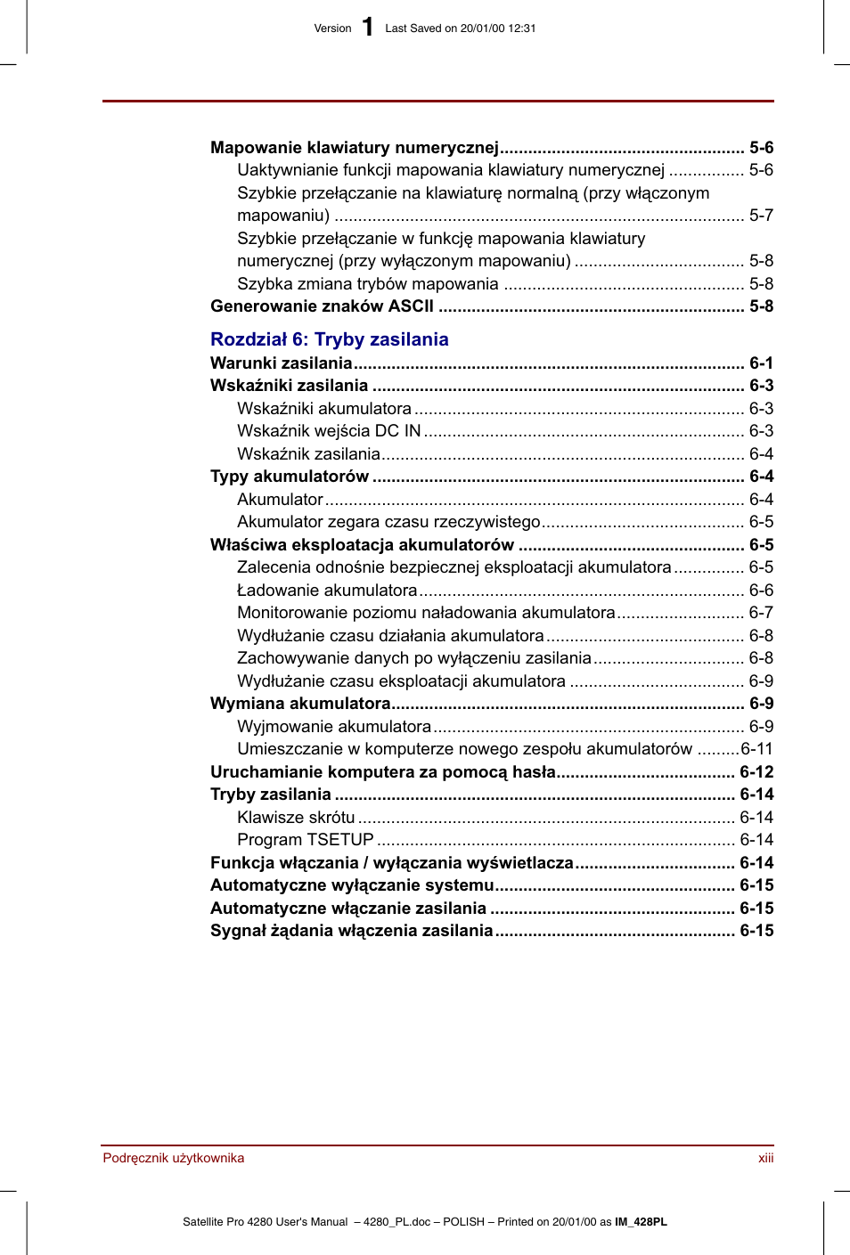 Toshiba Satellite Pro 4280 User Manual | Page 13 / 248