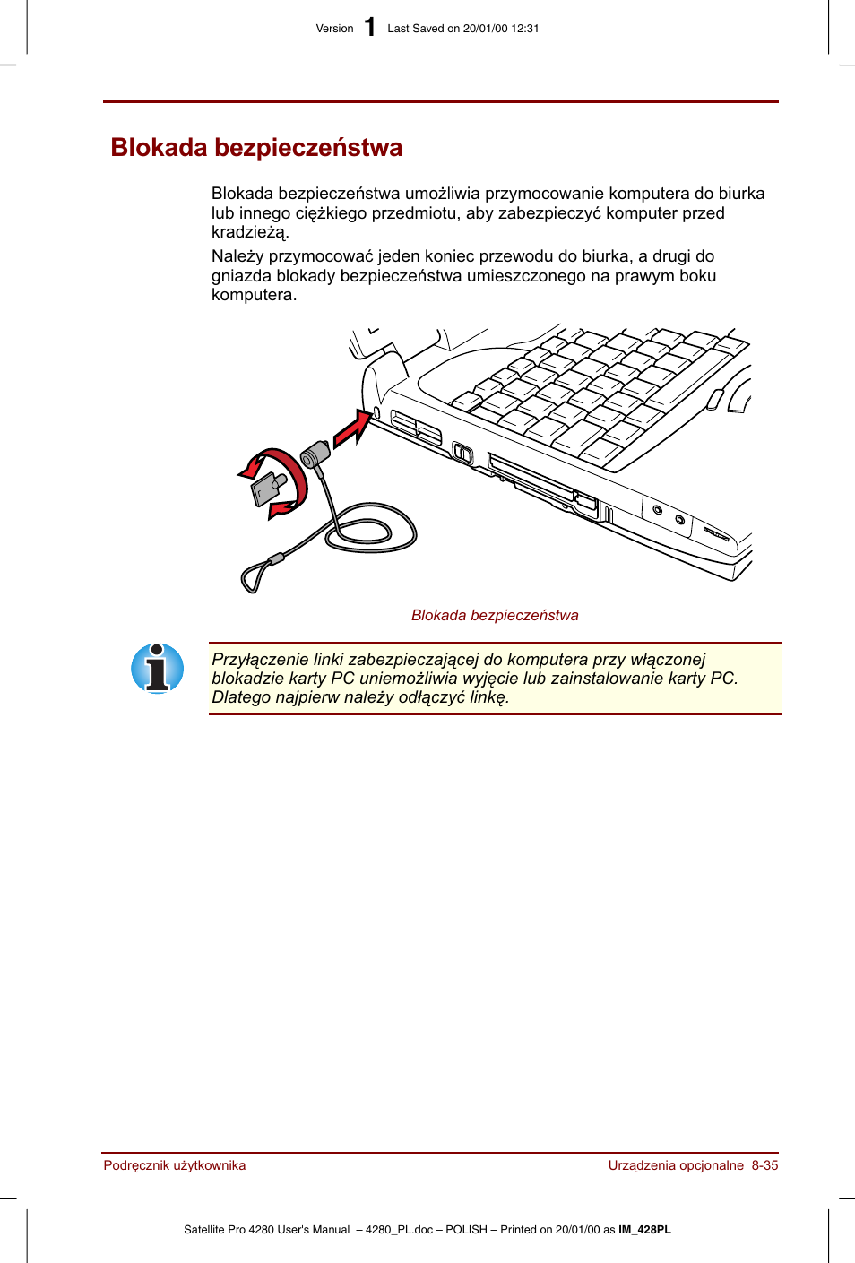 Blokada bezpieczenstwa, 3    c | Toshiba Satellite Pro 4280 User Manual | Page 159 / 248