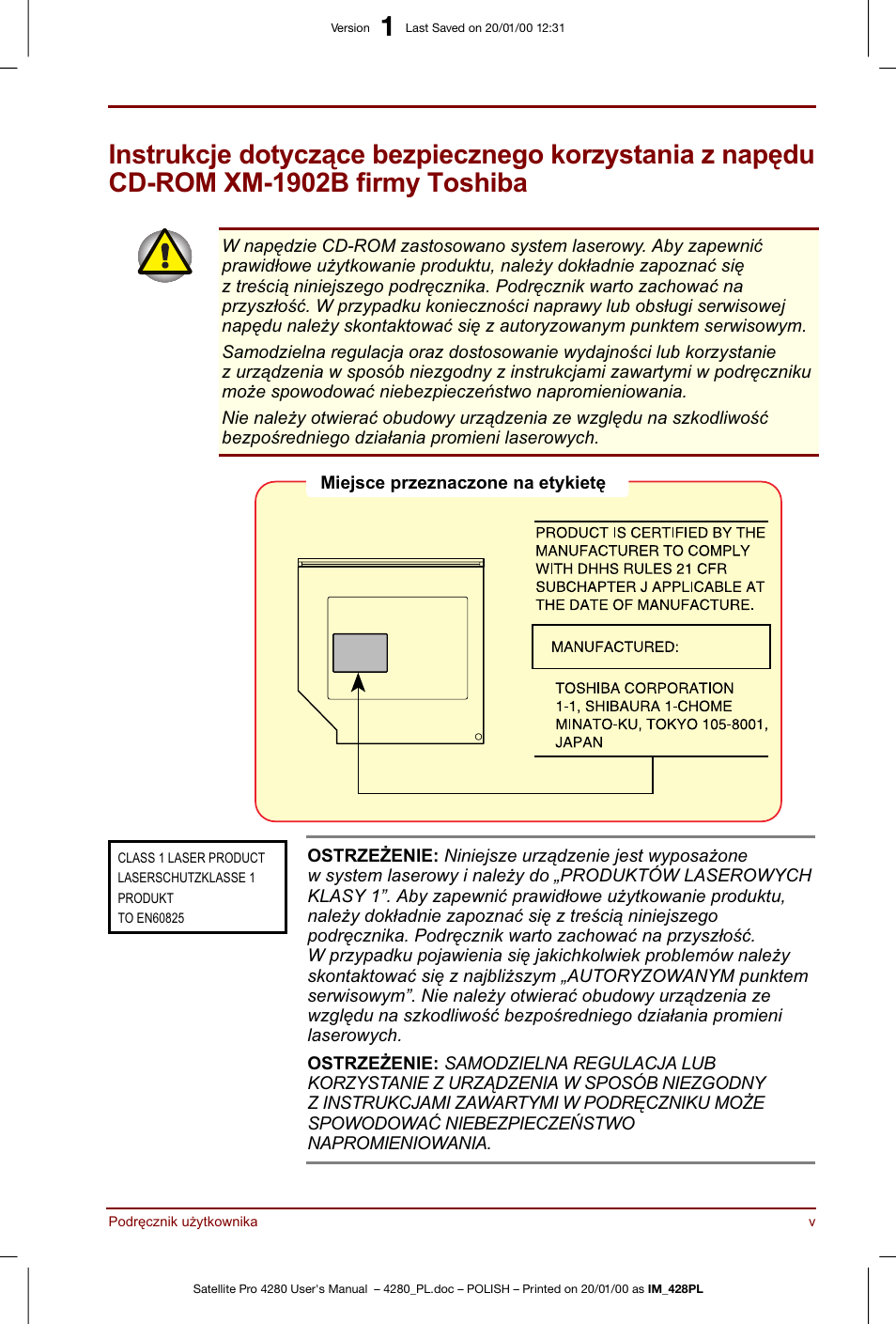 Toshiba Satellite Pro 4280 User Manual | Page 5 / 248