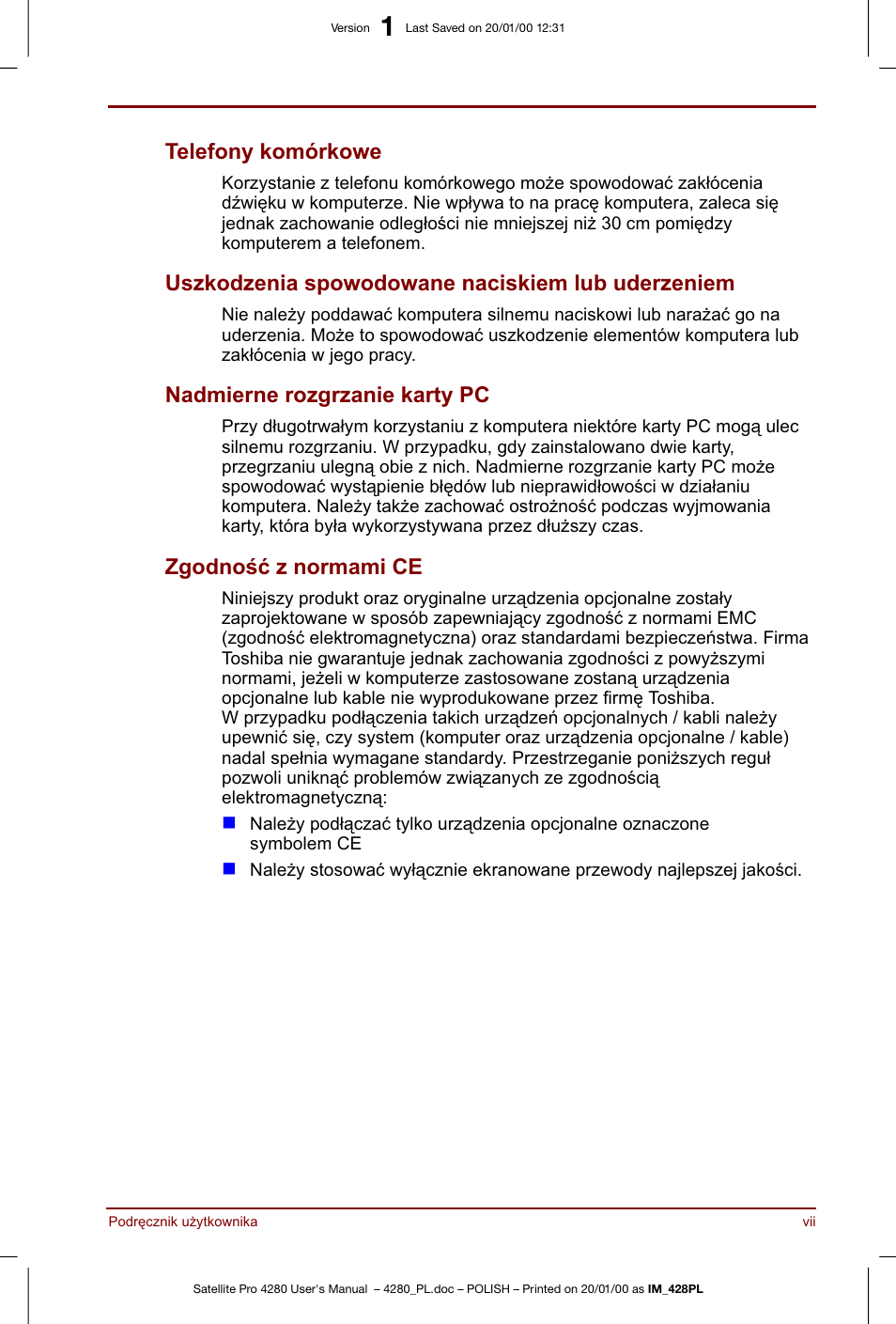 Toshiba Satellite Pro 4280 User Manual | Page 7 / 248