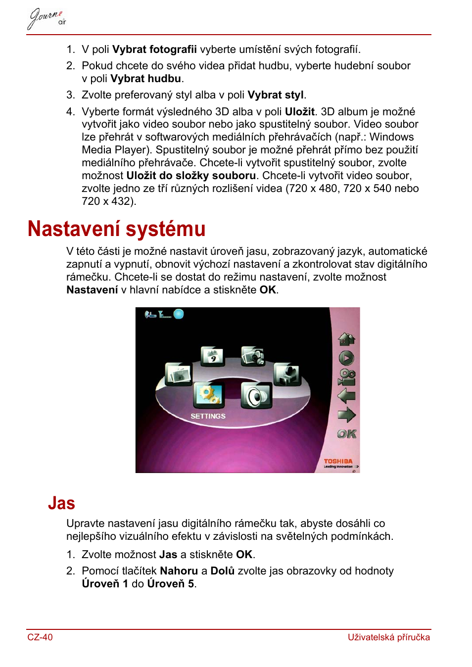 Nastavení systému | Toshiba JournE Air800-801 User Manual | Page 102 / 829