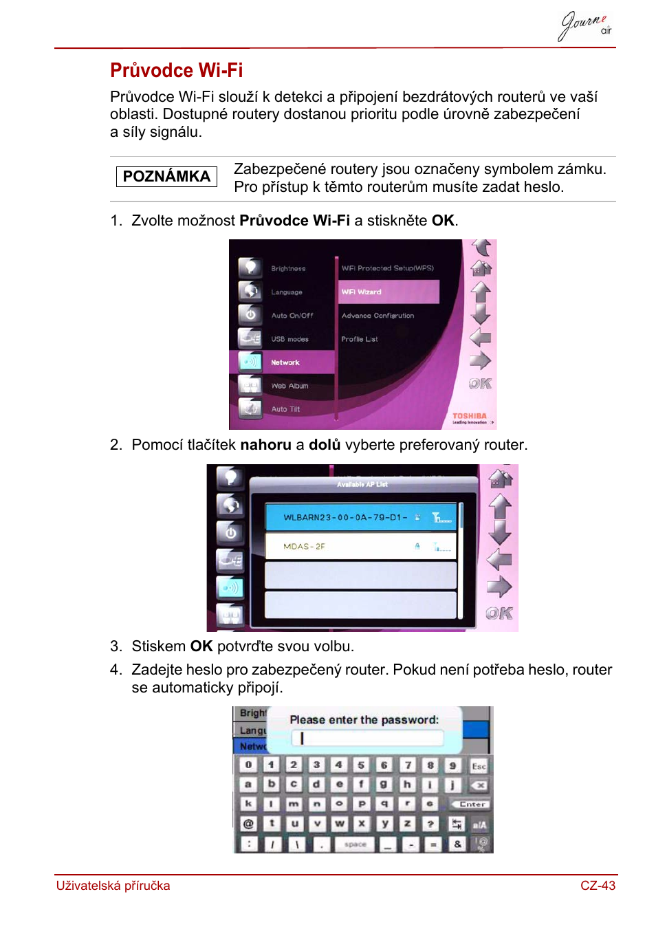 Průvodce wi-fi | Toshiba JournE Air800-801 User Manual | Page 105 / 829