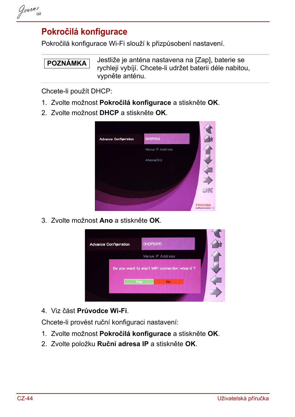 Pokročilá konfigurace | Toshiba JournE Air800-801 User Manual | Page 106 / 829