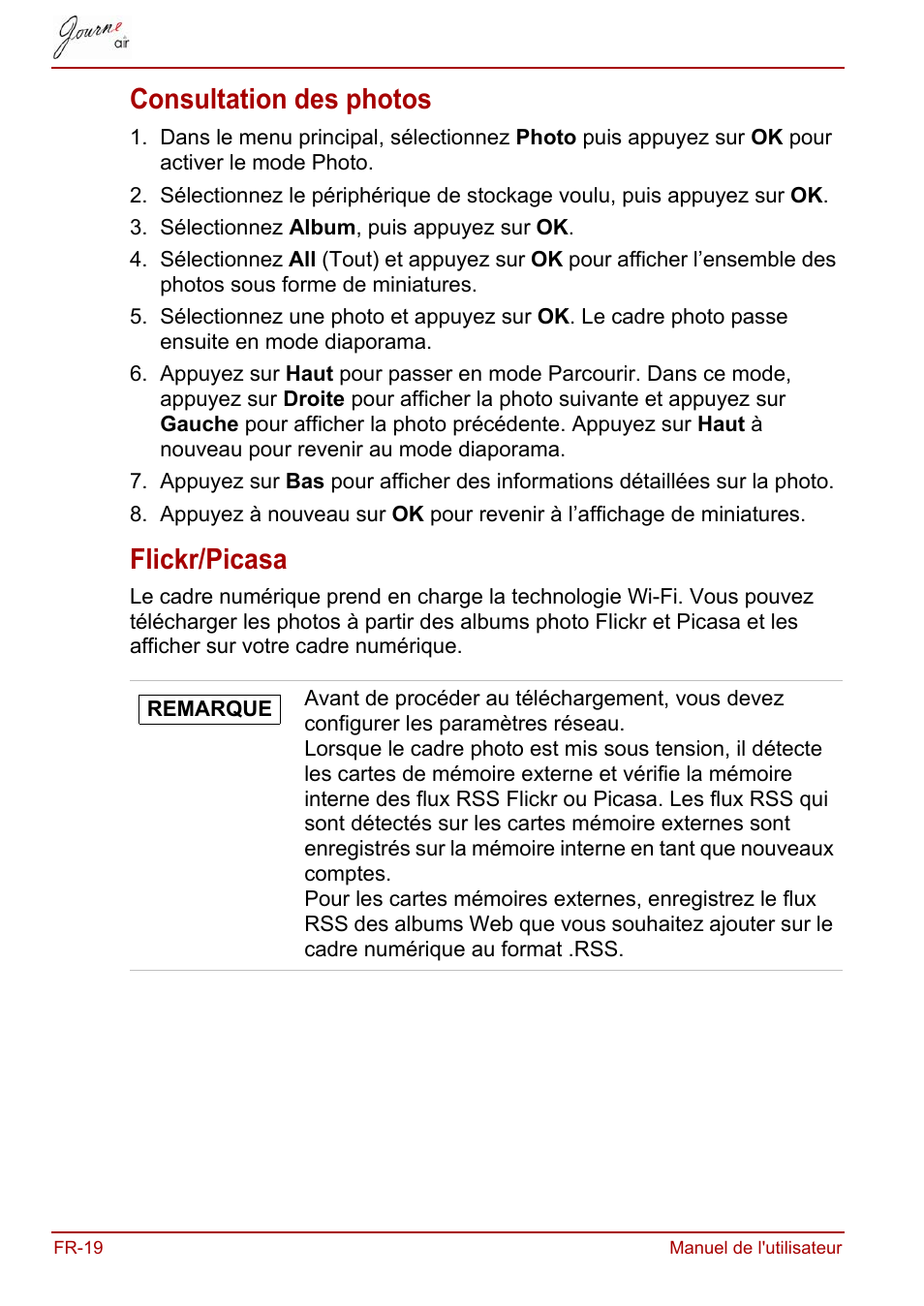 Consultation des photos, Flickr/picasa, Consultation des photos flickr/picasa | Toshiba JournE Air800-801 User Manual | Page 144 / 829