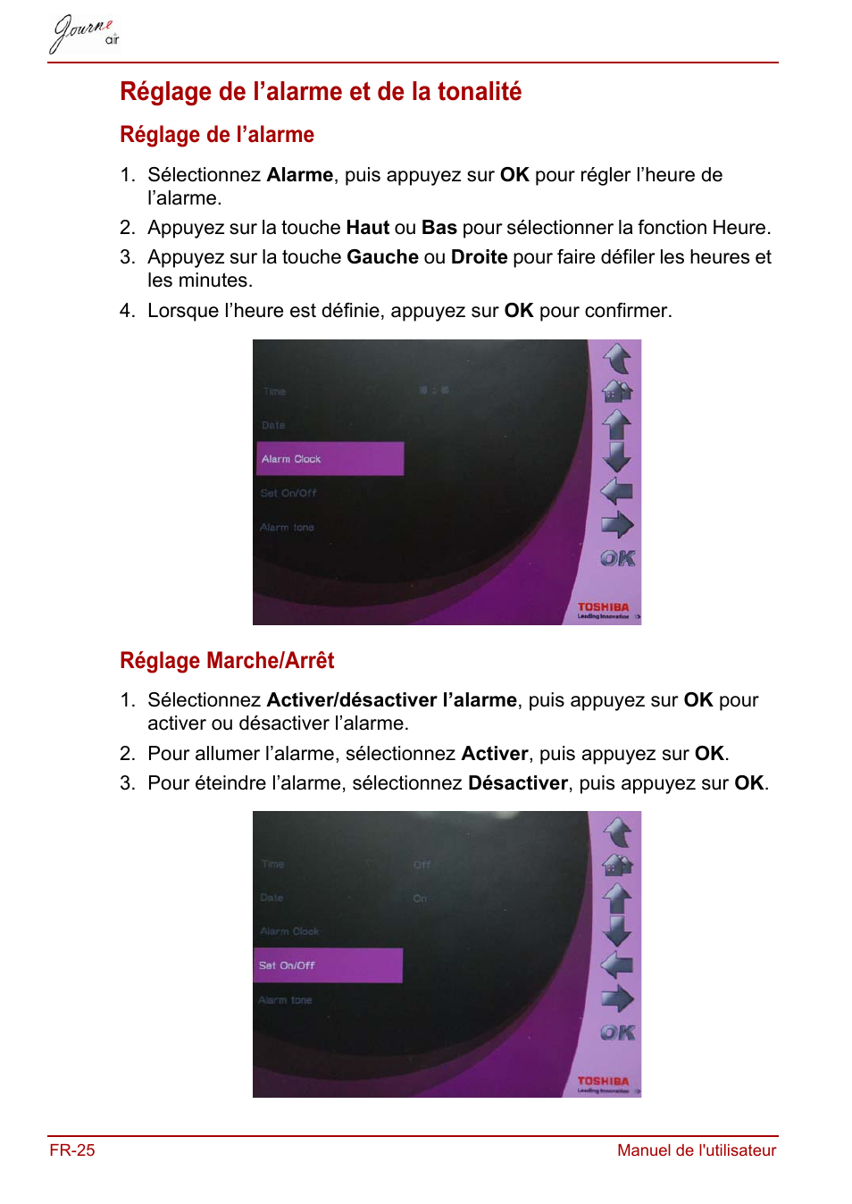 Réglage de l’alarme et de la tonalité | Toshiba JournE Air800-801 User Manual | Page 150 / 829