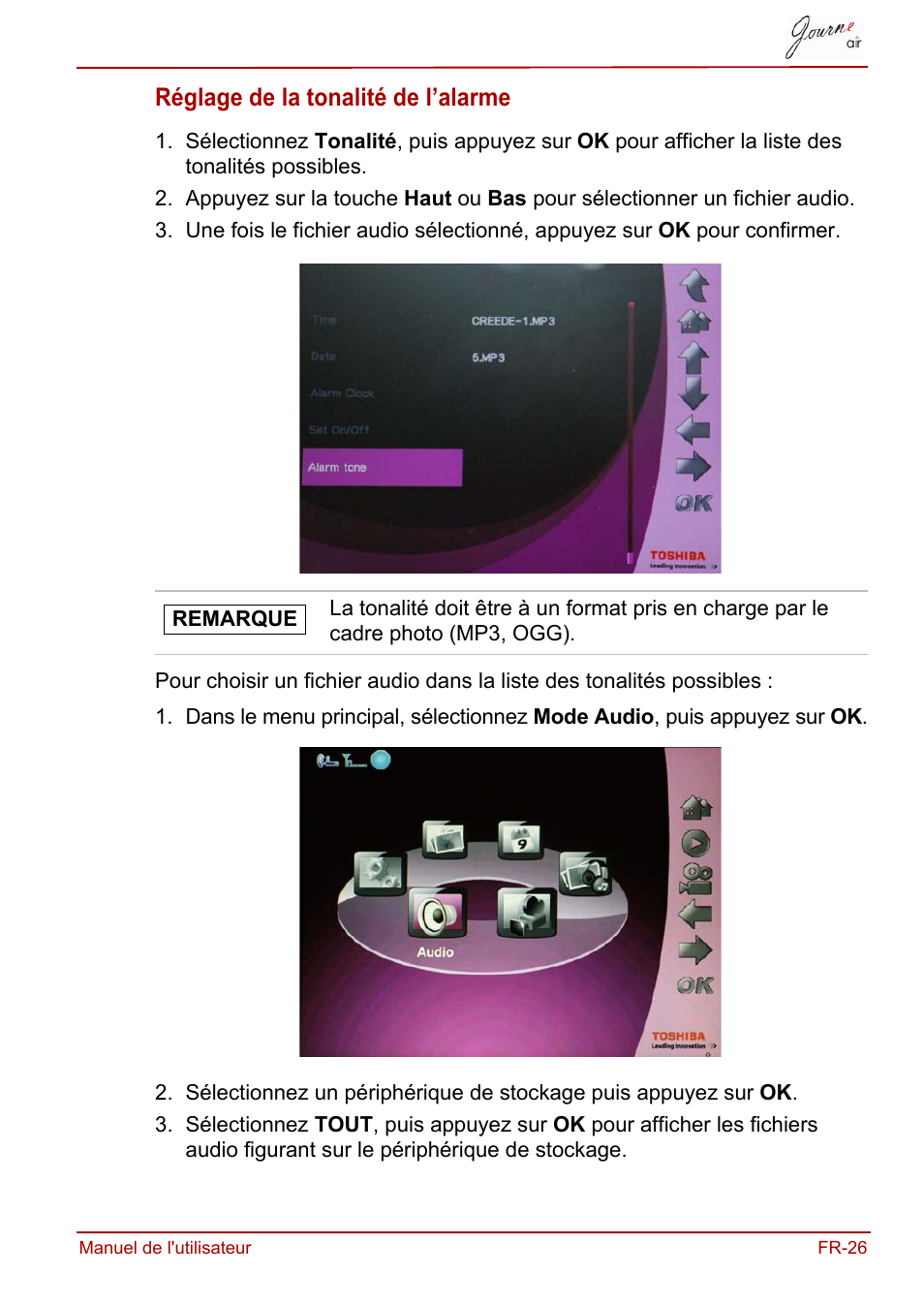 Réglage de la tonalité de l’alarme | Toshiba JournE Air800-801 User Manual | Page 151 / 829