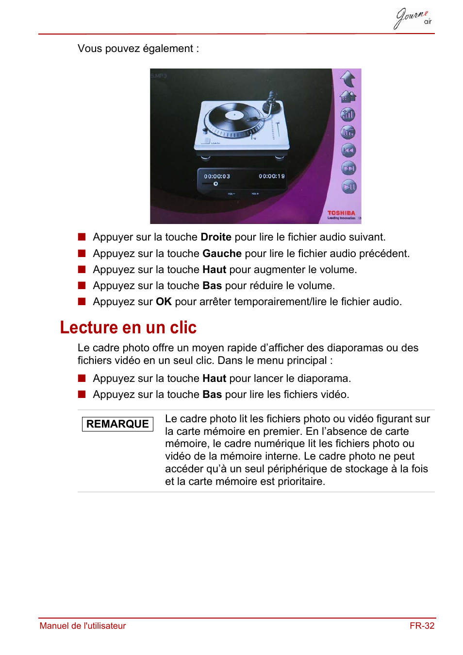 Lecture en un clic | Toshiba JournE Air800-801 User Manual | Page 157 / 829