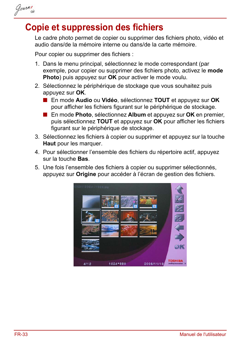 Copie et suppression des fichiers | Toshiba JournE Air800-801 User Manual | Page 158 / 829