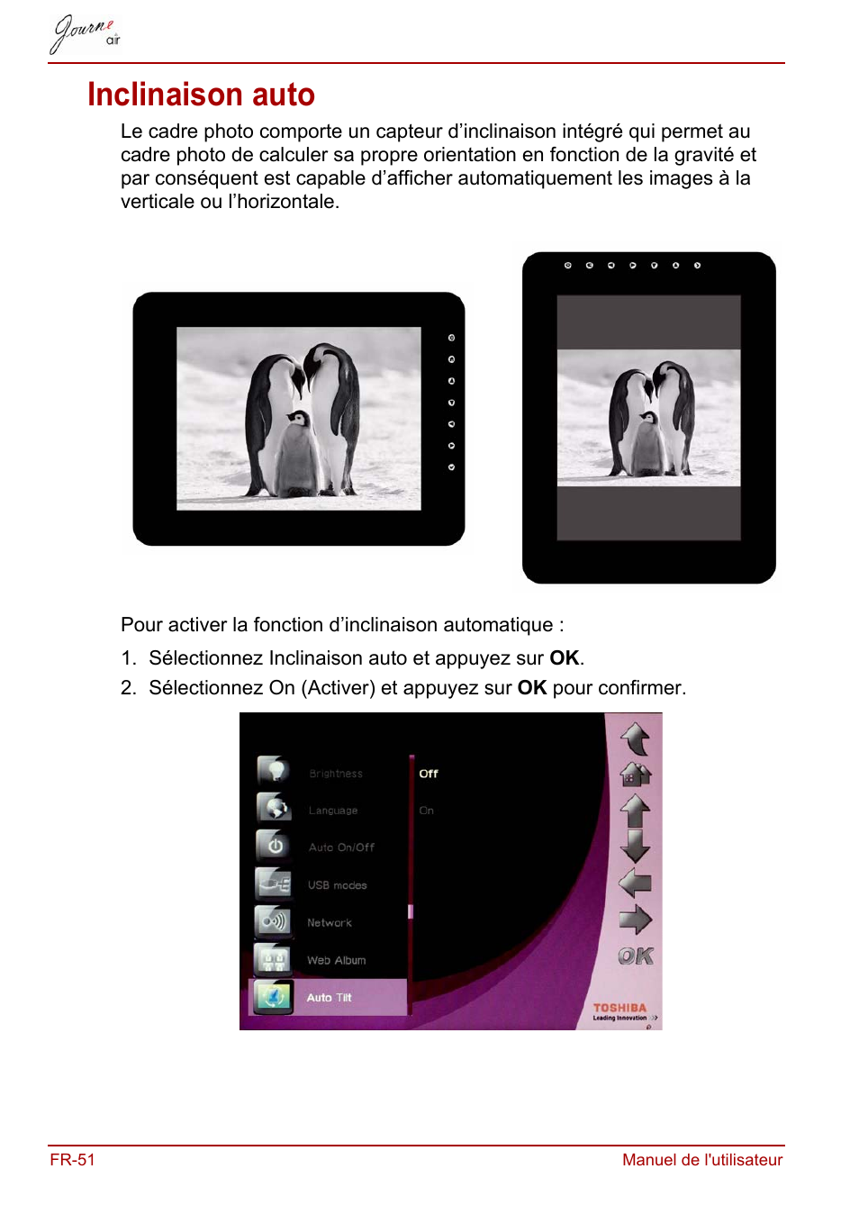 Inclinaison auto | Toshiba JournE Air800-801 User Manual | Page 176 / 829