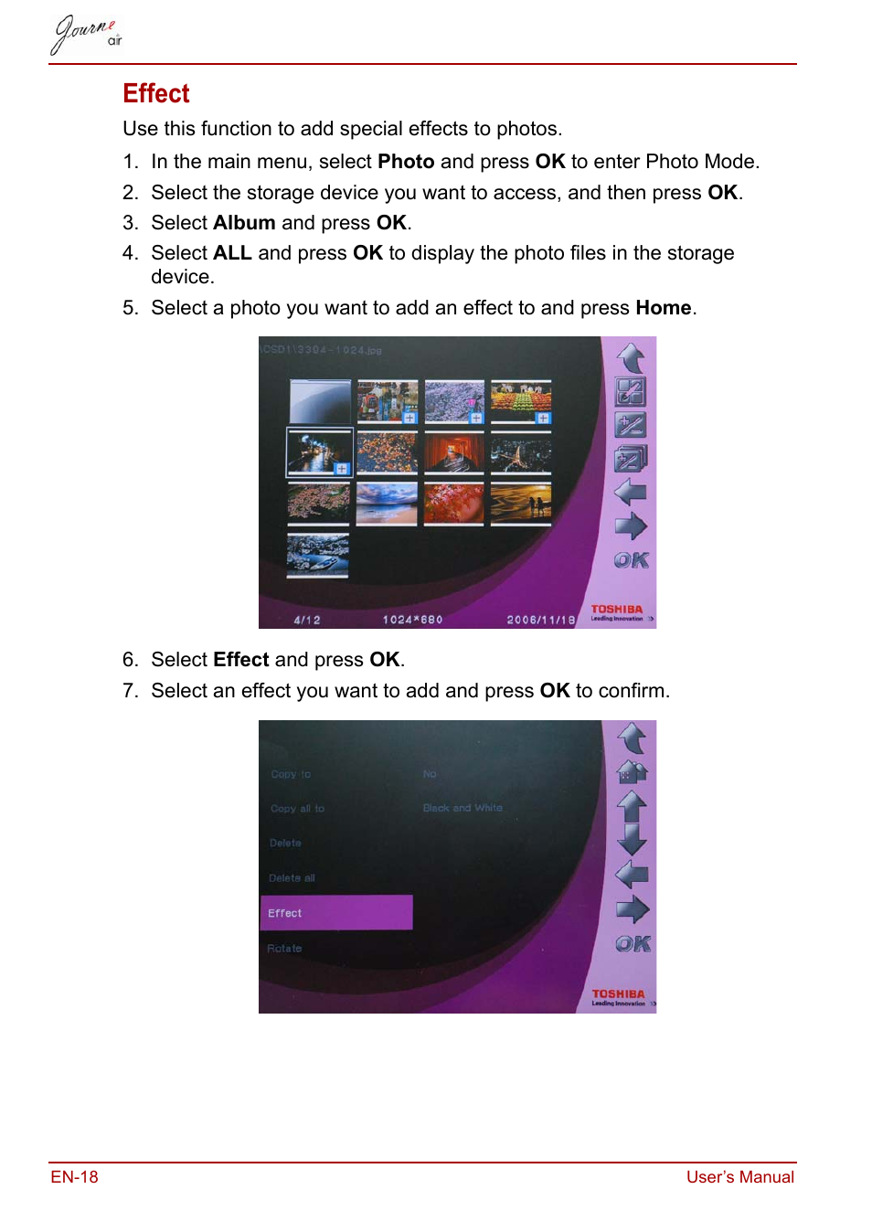 Effect | Toshiba JournE Air800-801 User Manual | Page 18 / 829