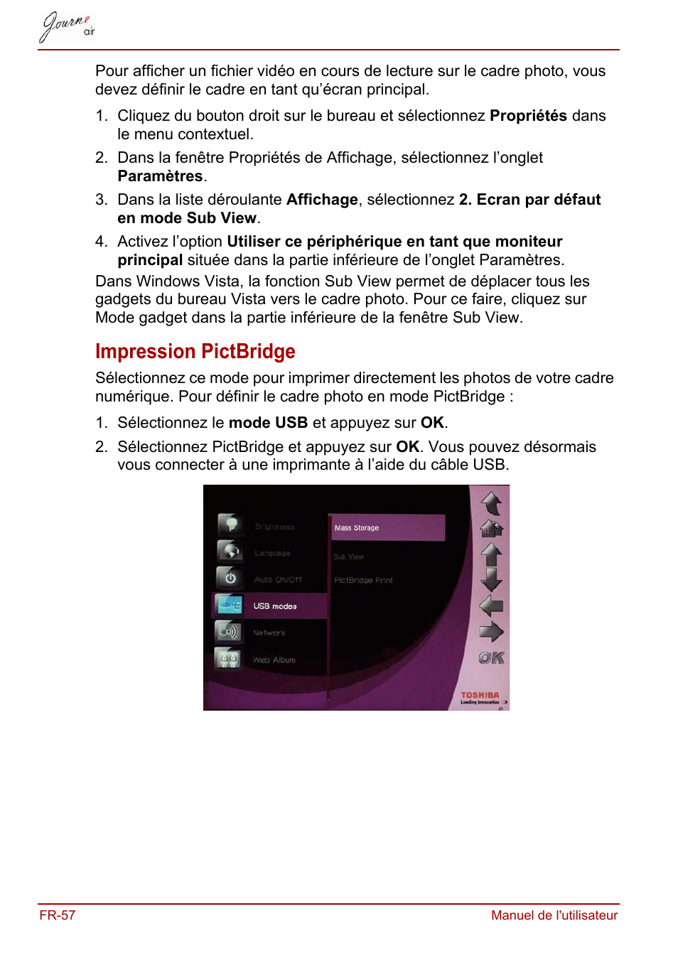 Impression pictbridge | Toshiba JournE Air800-801 User Manual | Page 182 / 829