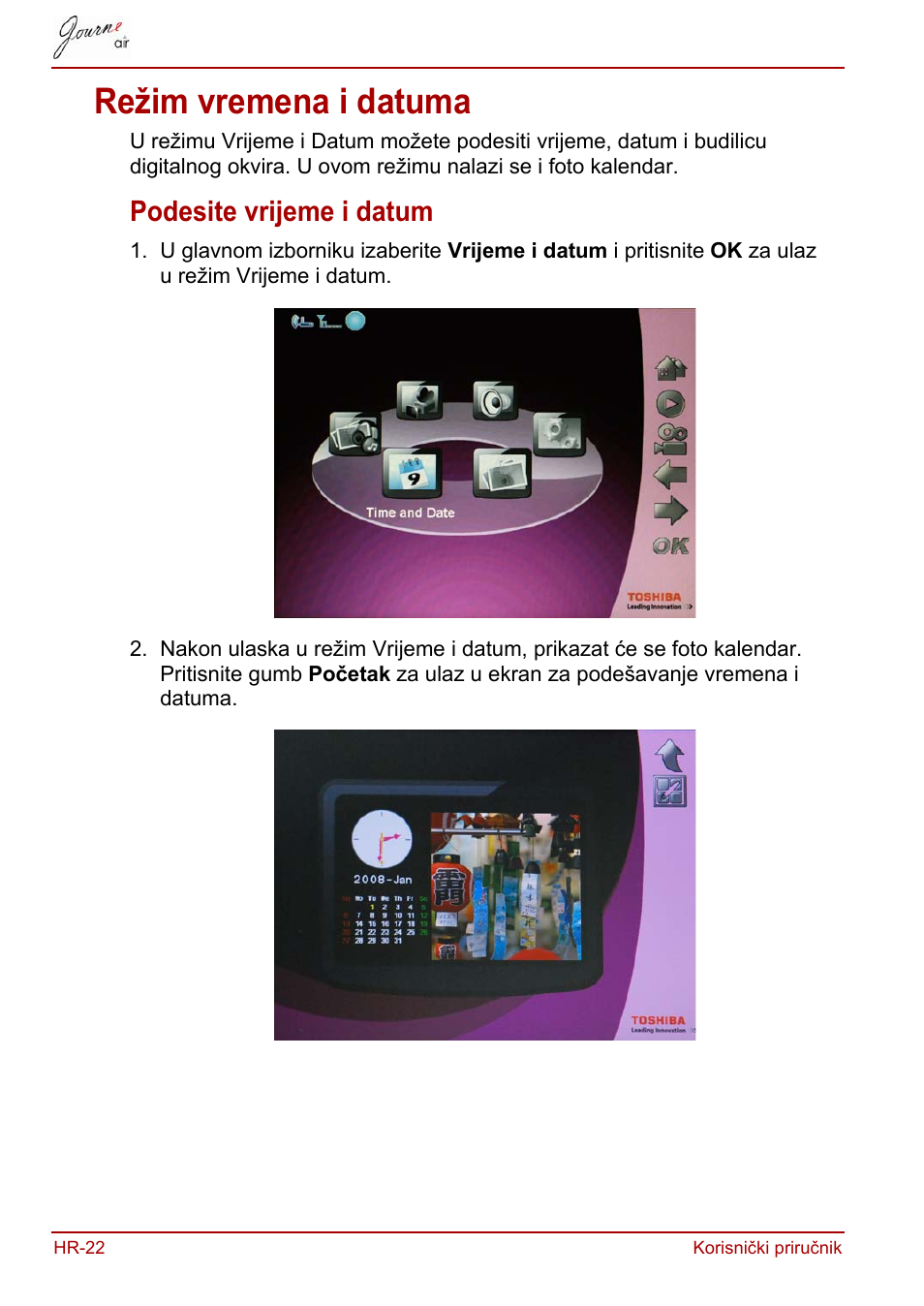 Režim vremena i datuma, Podesite vrijeme i datum | Toshiba JournE Air800-801 User Manual | Page 276 / 829