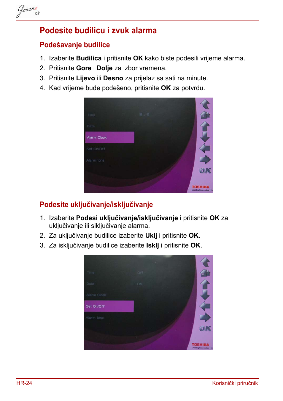 Podesite budilicu i zvuk alarma | Toshiba JournE Air800-801 User Manual | Page 278 / 829