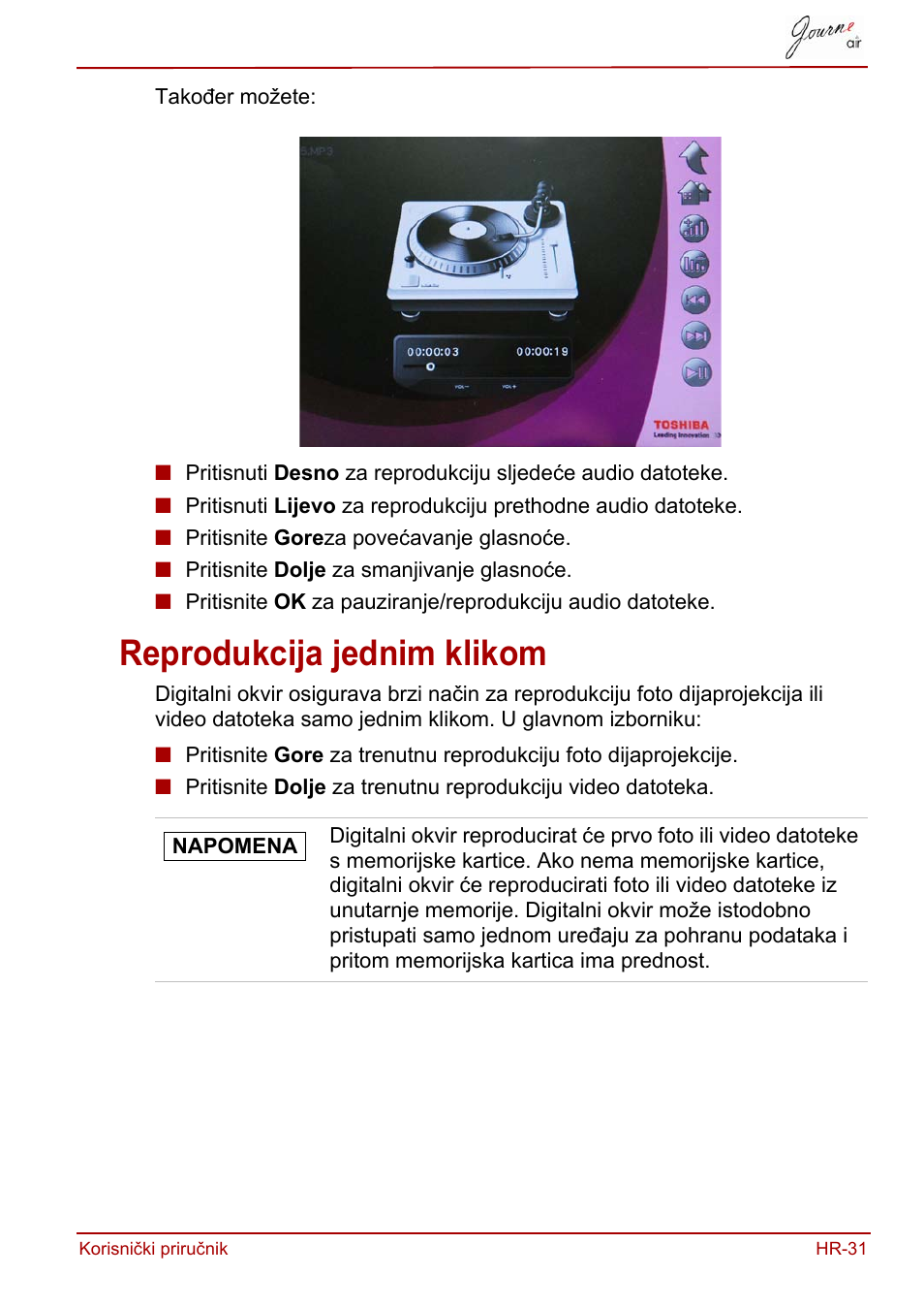 Reprodukcija jednim klikom | Toshiba JournE Air800-801 User Manual | Page 285 / 829