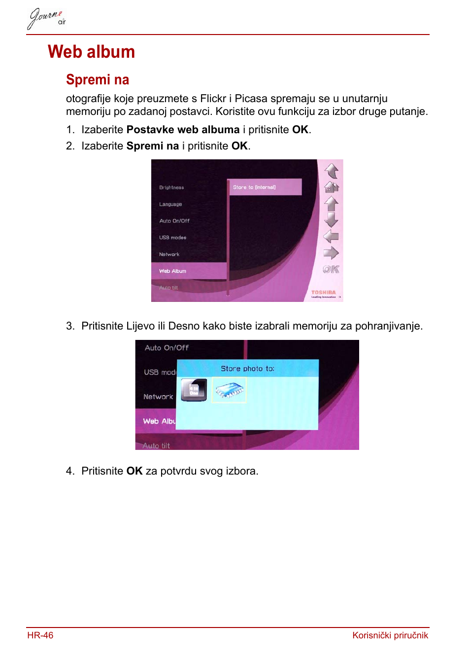 Web album, Spremi na | Toshiba JournE Air800-801 User Manual | Page 300 / 829