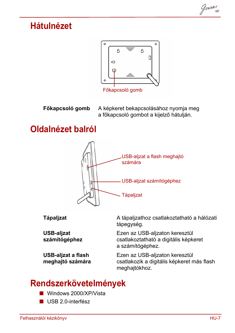 Hátulnézet, Oldalnézet balról, Rendszerkövetelmények | Hátulnézet oldalnézet balról rendszerkövetelmények | Toshiba JournE Air800-801 User Manual | Page 323 / 829