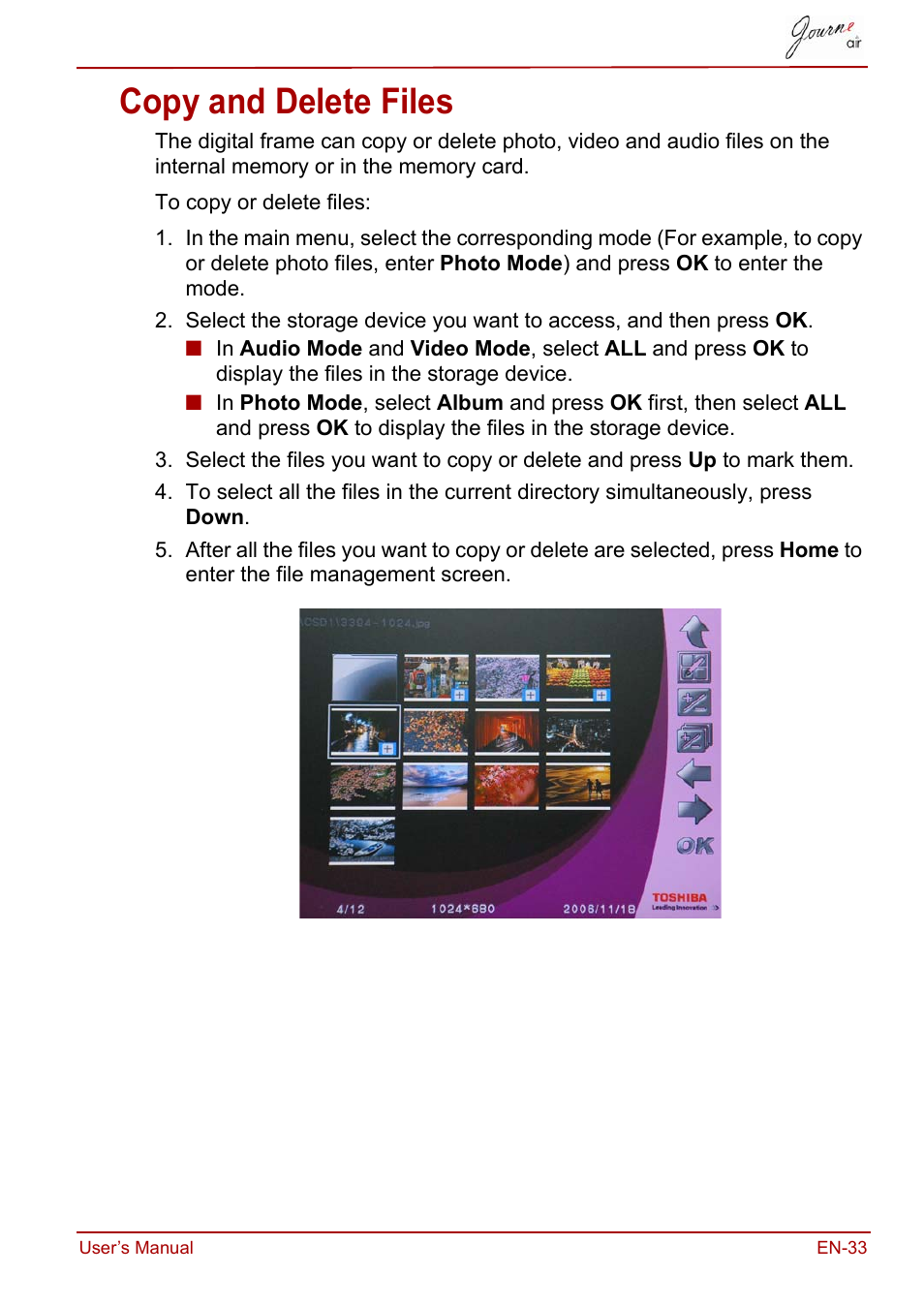 Copy and delete files | Toshiba JournE Air800-801 User Manual | Page 33 / 829