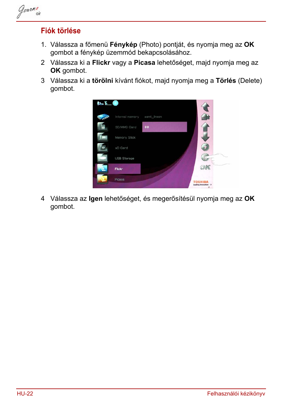 Fiók törlése | Toshiba JournE Air800-801 User Manual | Page 338 / 829