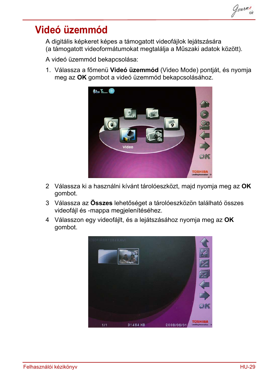 Videó üzemmód | Toshiba JournE Air800-801 User Manual | Page 345 / 829