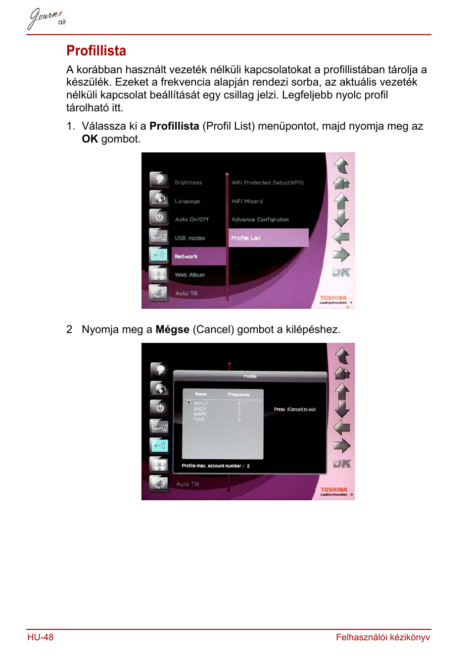 Profillista | Toshiba JournE Air800-801 User Manual | Page 364 / 829