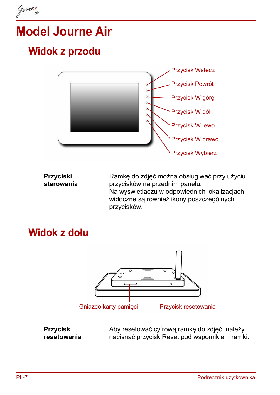 Model journe air, Widok z przodu, Widok z dołu | Widok z przodu widok z dołu | Toshiba JournE Air800-801 User Manual | Page 388 / 829