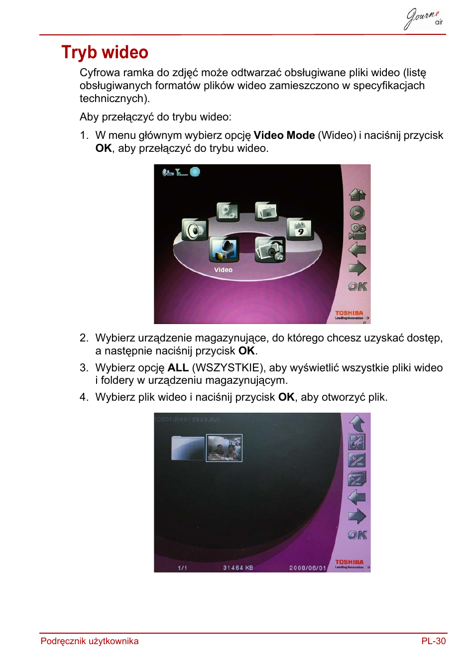 Tryb wideo | Toshiba JournE Air800-801 User Manual | Page 411 / 829