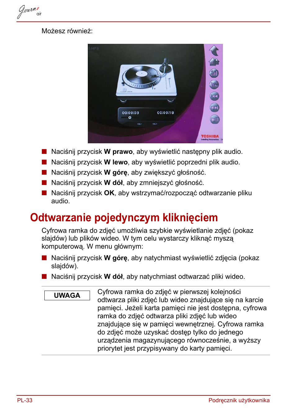 Odtwarzanie pojedynczym kliknięciem | Toshiba JournE Air800-801 User Manual | Page 414 / 829