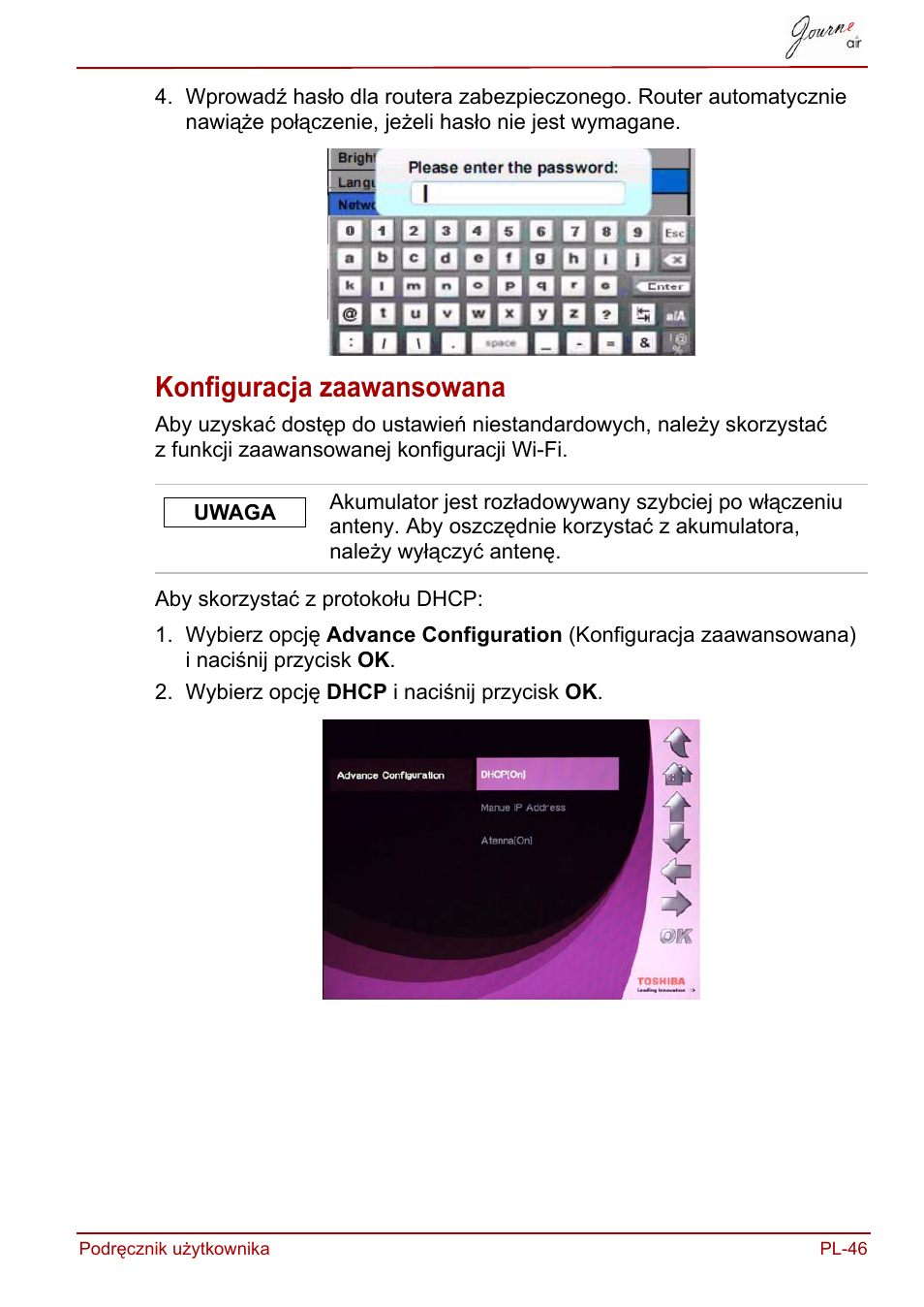 Konfiguracja zaawansowana | Toshiba JournE Air800-801 User Manual | Page 427 / 829