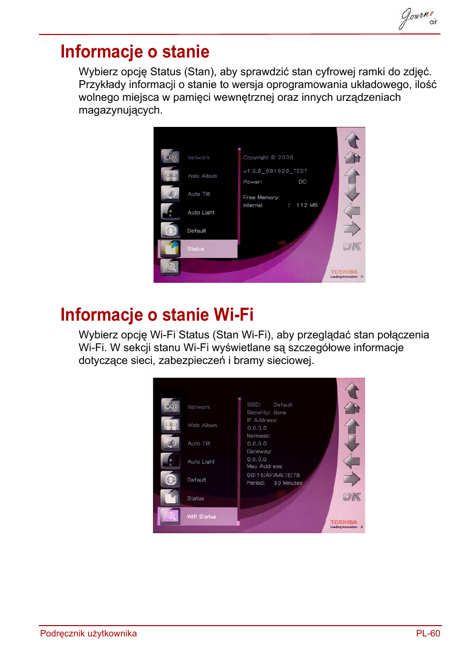 Informacje o stanie, Informacje o stanie wi-fi, Informacje o stanie informacje o stanie wi-fi | Toshiba JournE Air800-801 User Manual | Page 441 / 829