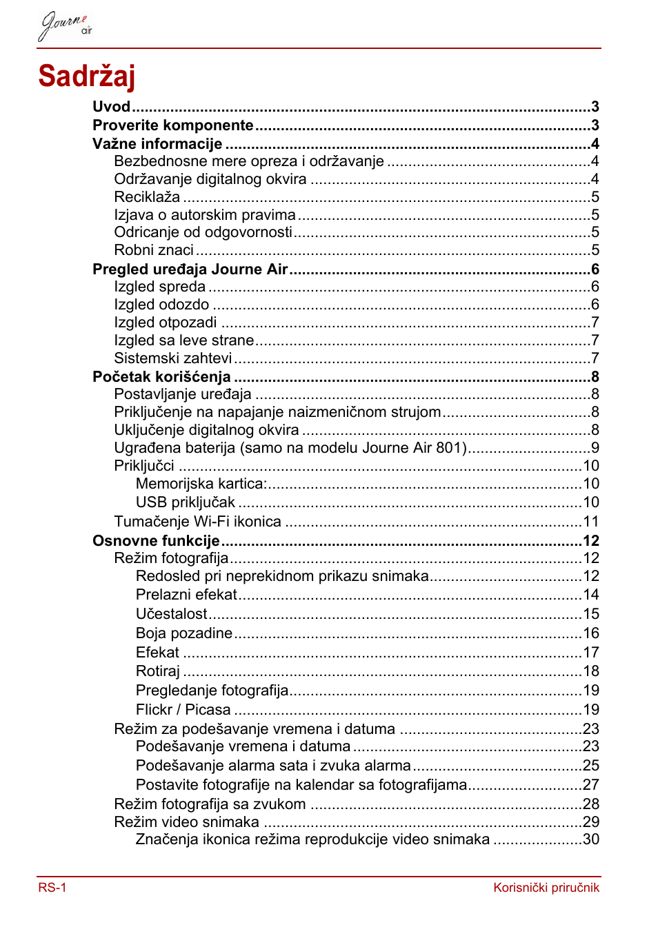 Korisnički priručnik, Sadržaj | Toshiba JournE Air800-801 User Manual | Page 448 / 829