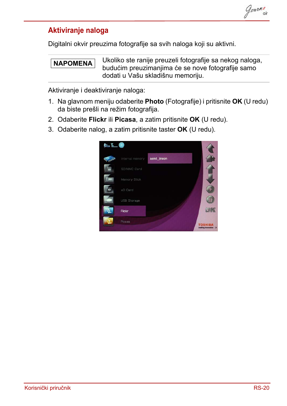 Aktiviranje naloga | Toshiba JournE Air800-801 User Manual | Page 467 / 829