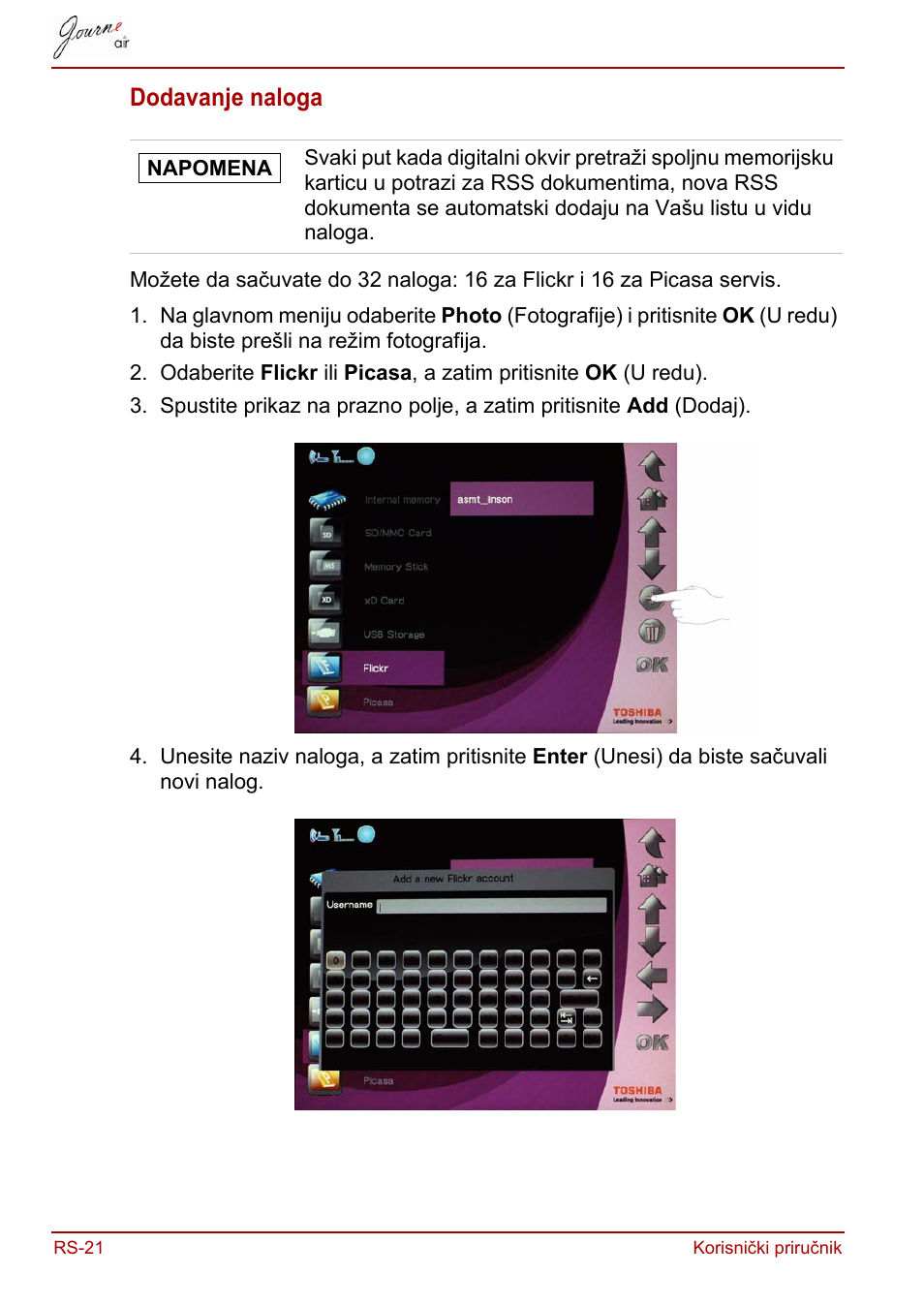 Dodavanje naloga | Toshiba JournE Air800-801 User Manual | Page 468 / 829