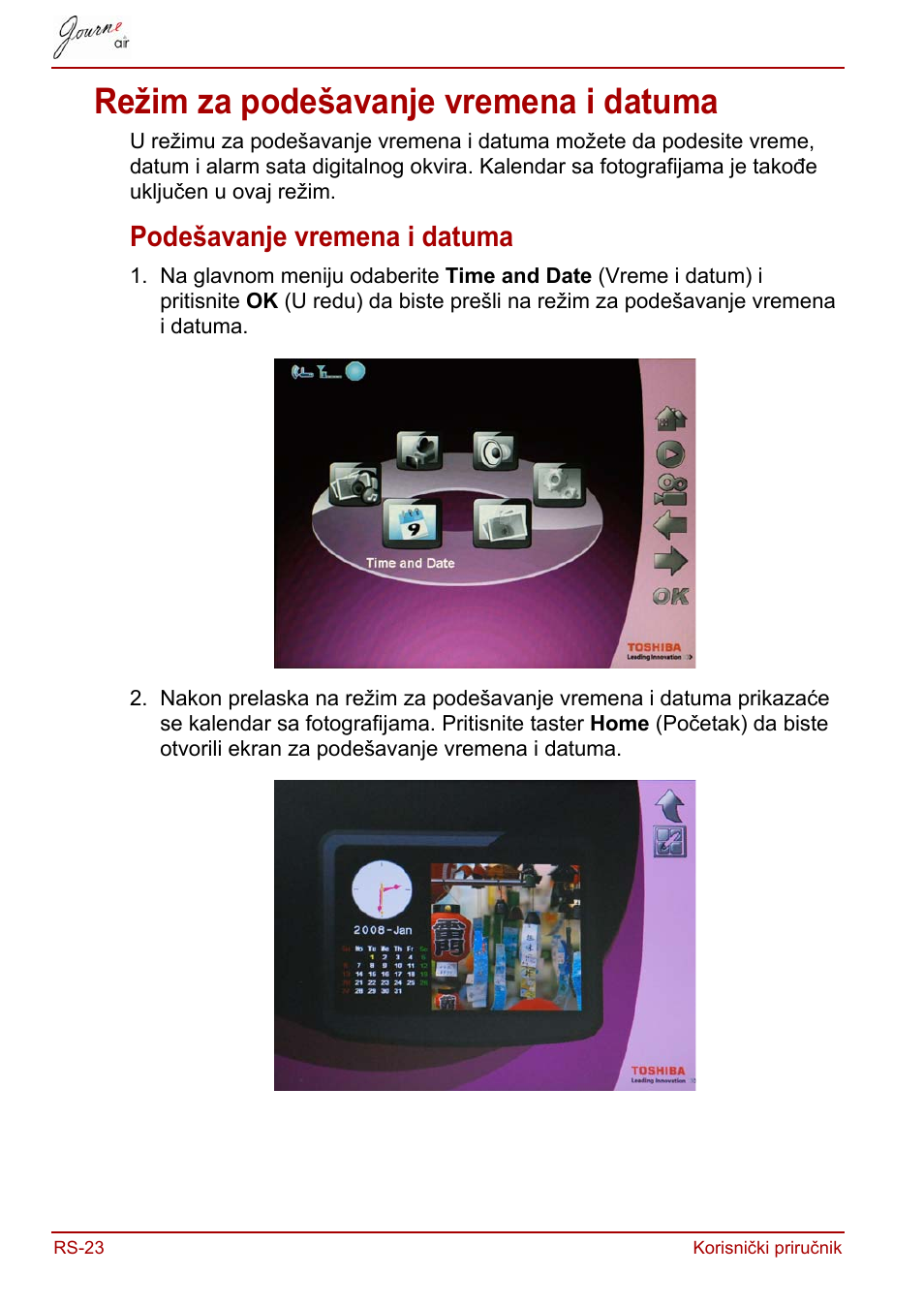 Režim za podešavanje vremena i datuma, Podešavanje vremena i datuma | Toshiba JournE Air800-801 User Manual | Page 470 / 829