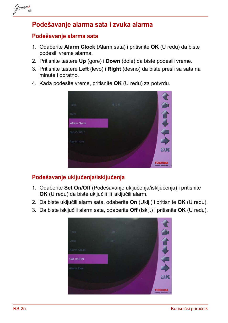 Podešavanje alarma sata i zvuka alarma | Toshiba JournE Air800-801 User Manual | Page 472 / 829