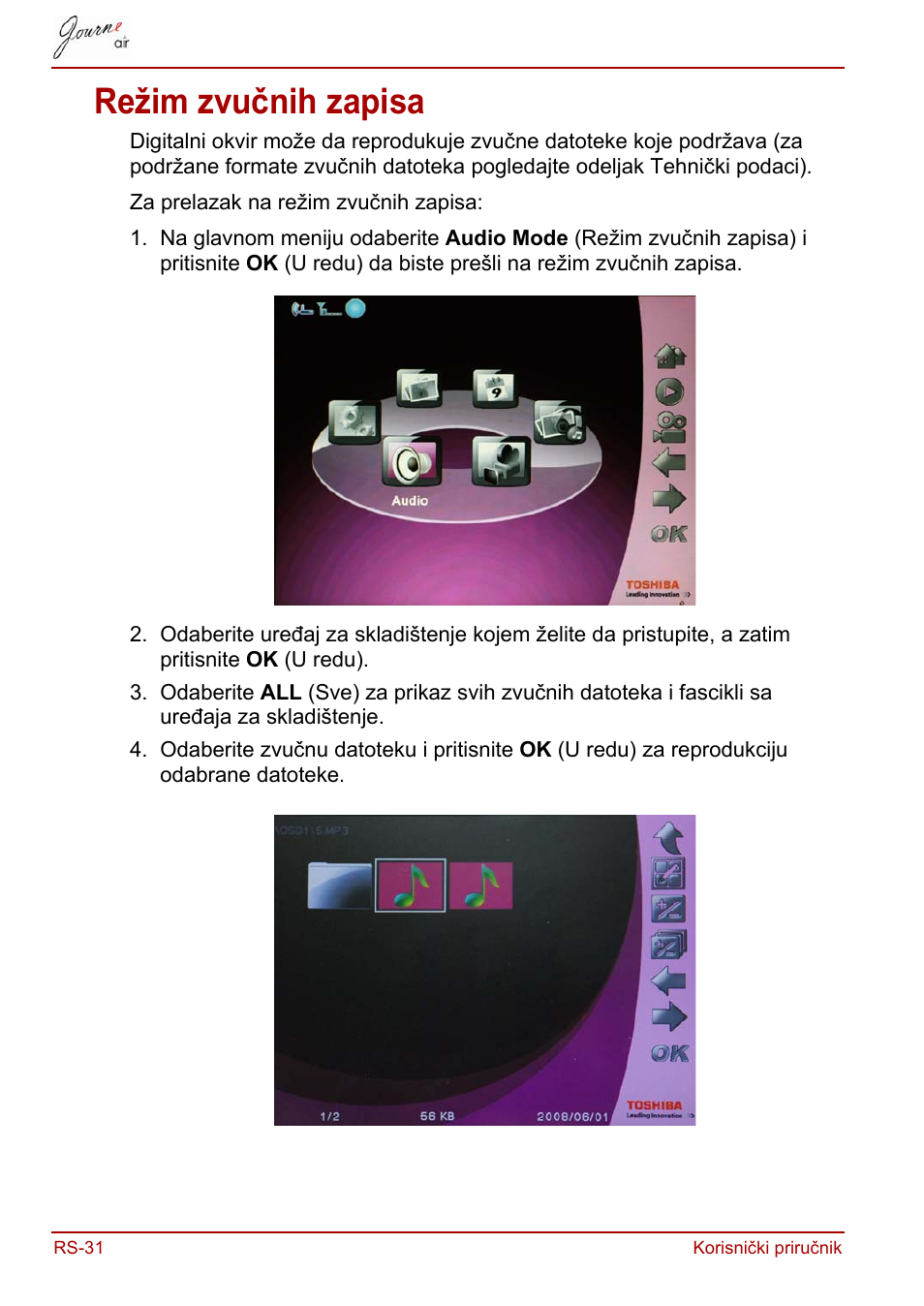 Režim zvučnih zapisa | Toshiba JournE Air800-801 User Manual | Page 478 / 829