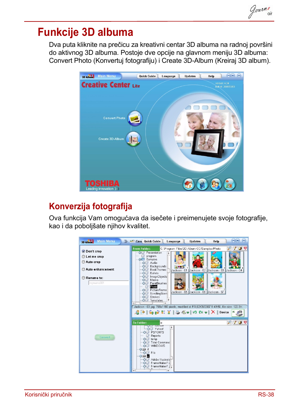 Funkcije 3d albuma, Konverzija fotografija | Toshiba JournE Air800-801 User Manual | Page 485 / 829