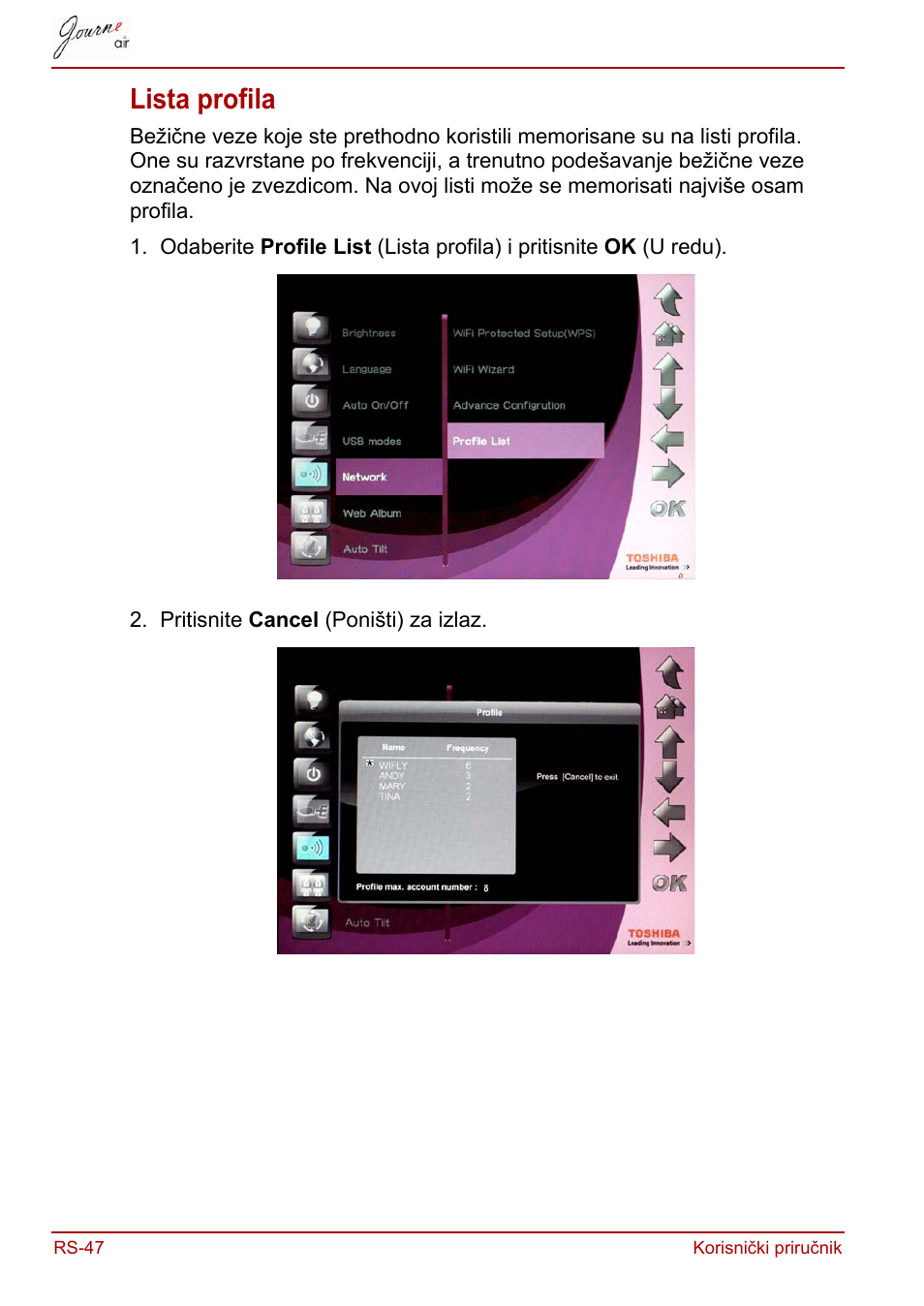 Lista profila | Toshiba JournE Air800-801 User Manual | Page 494 / 829